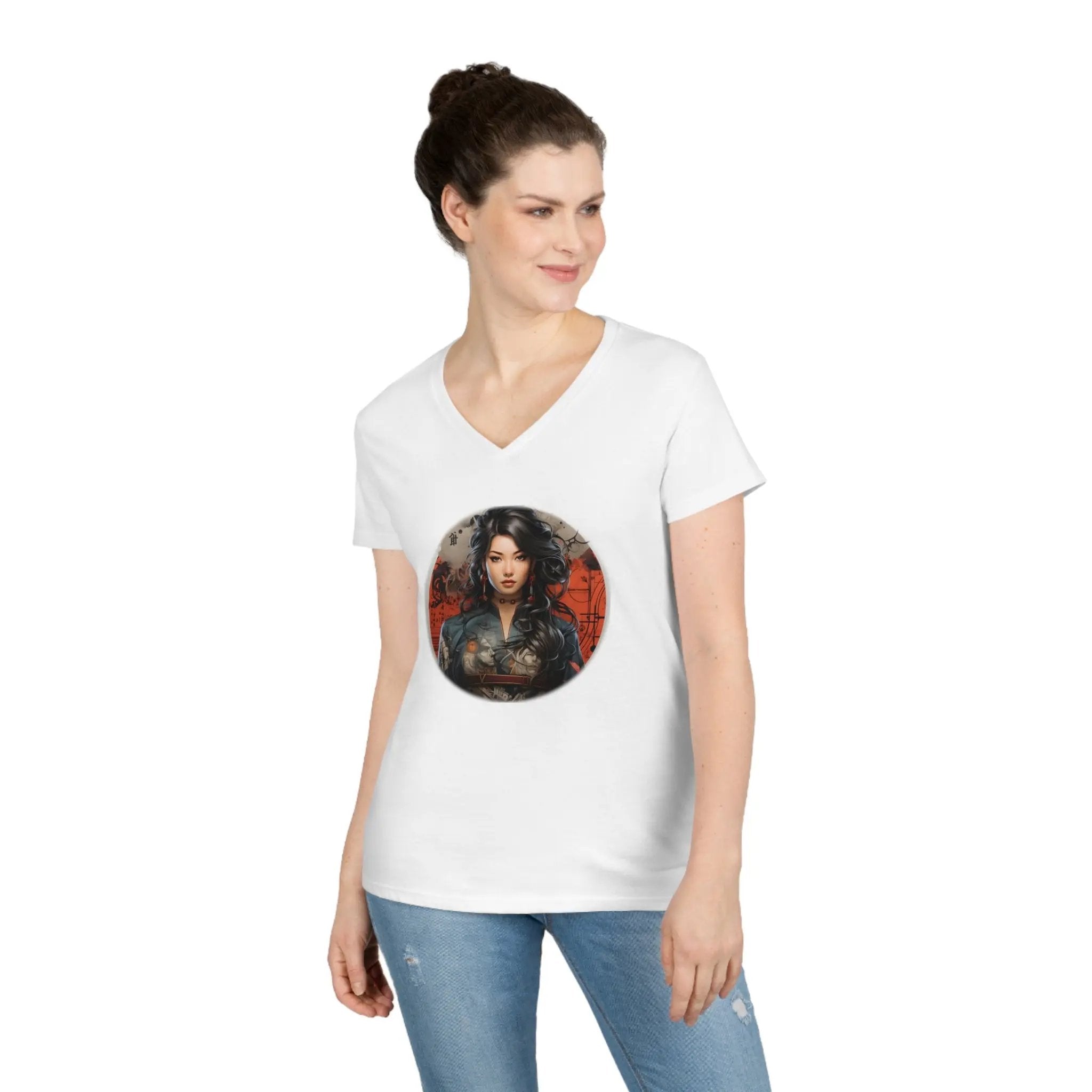 Nippon Glamour | a woman wearing a white t - shirt with a picture of a woman on it