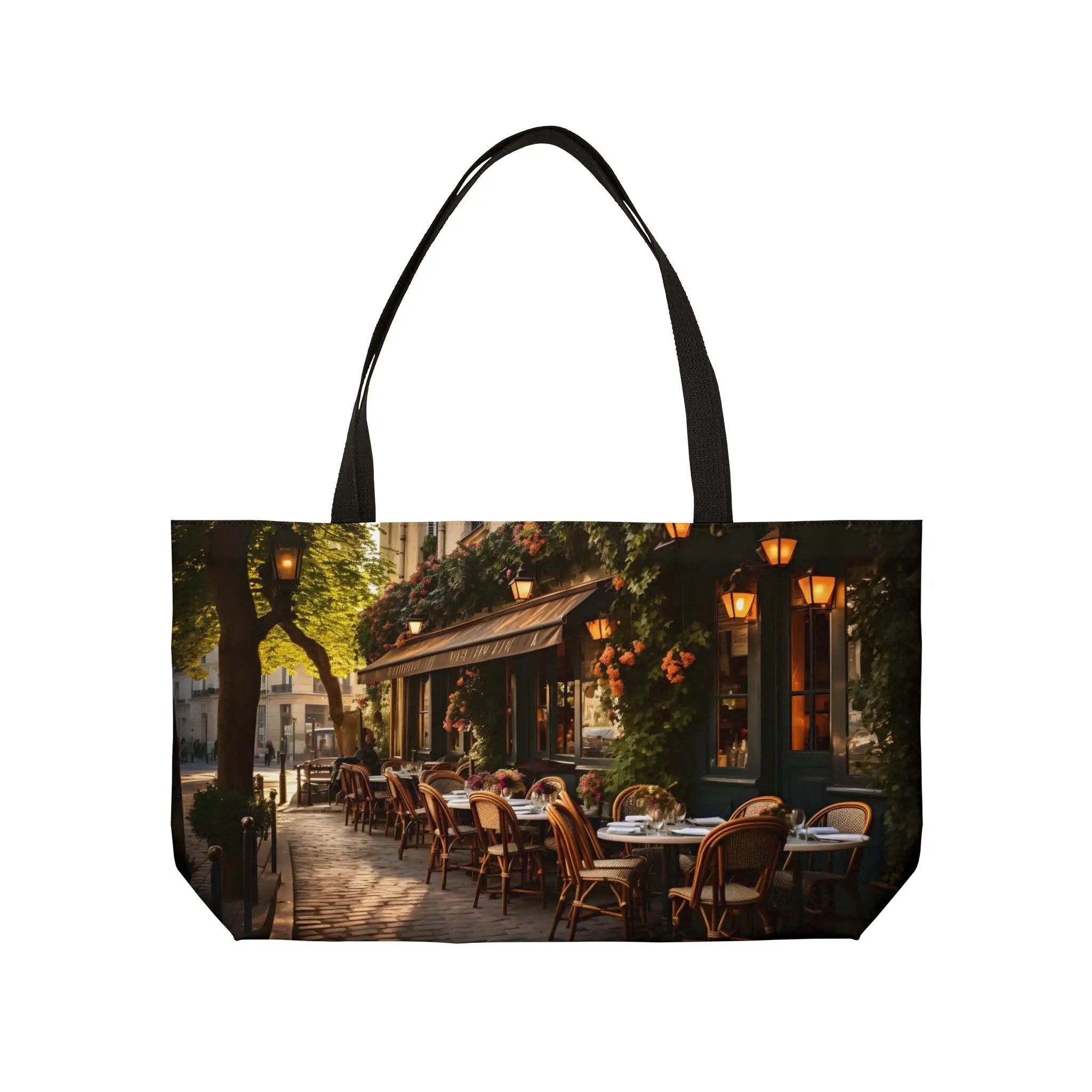 Weekender Tote Bag | a tote bag with a picture of a restaurant