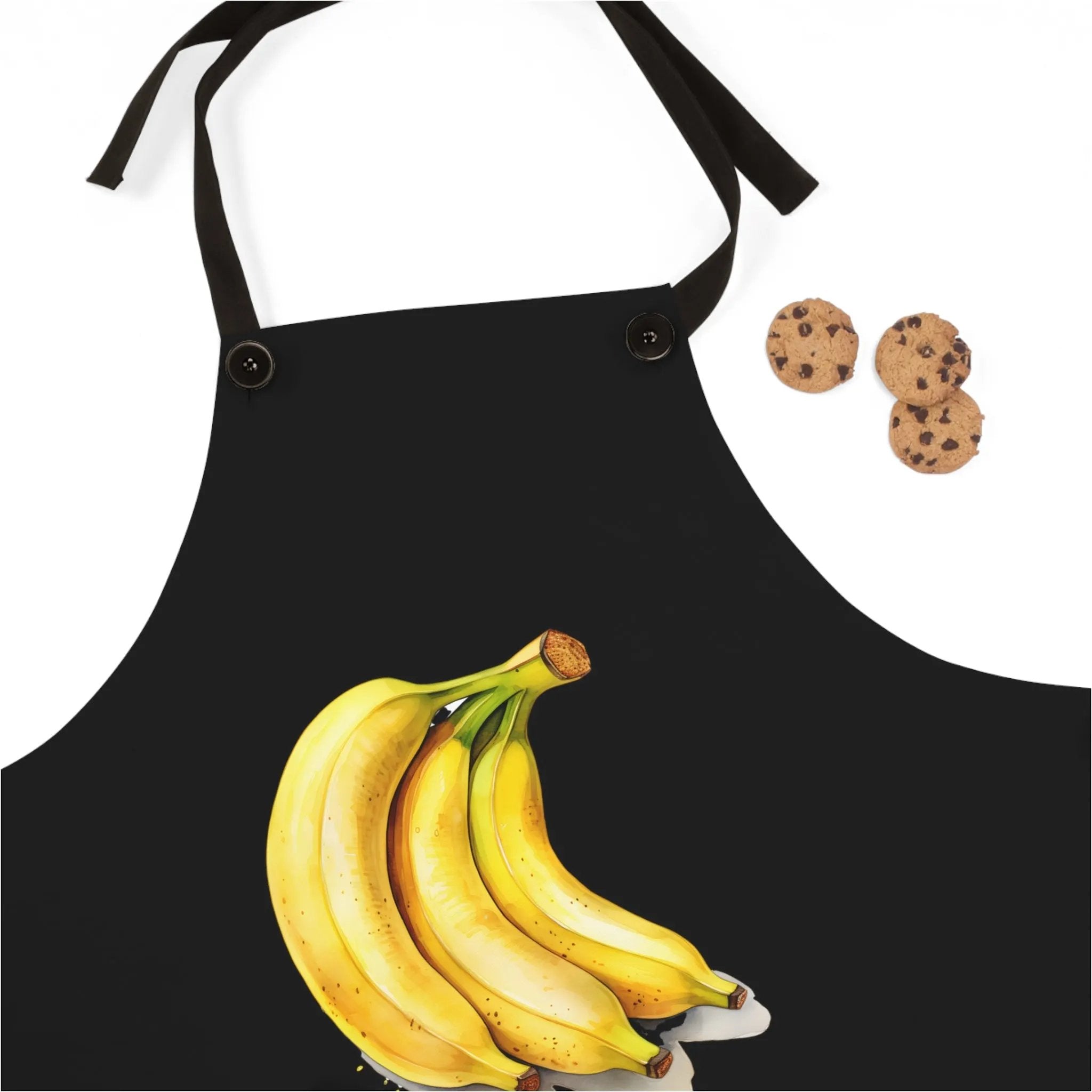 Chef Apron | a black apron with a bunch of bananas on it