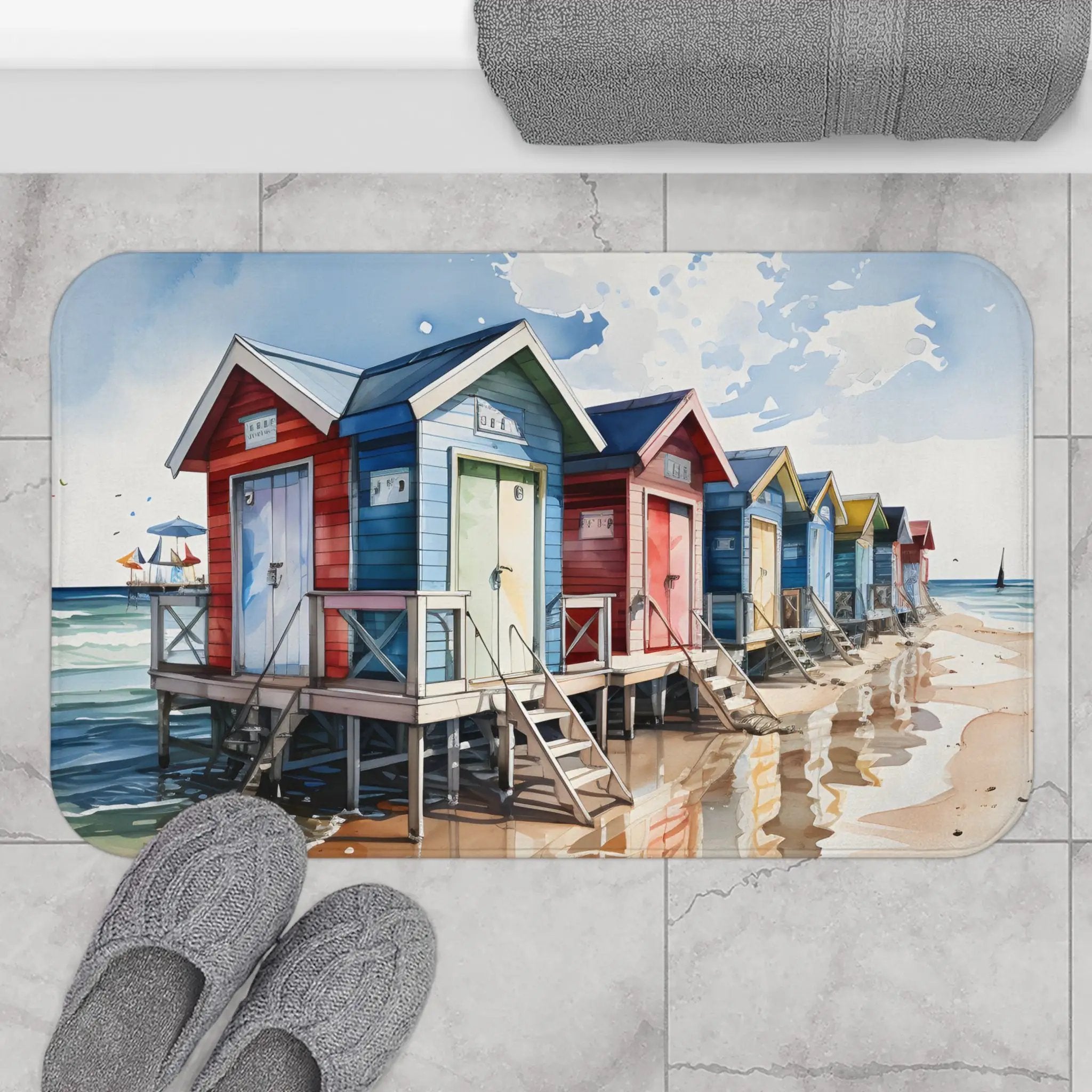 Bath Mat | a bathroom rug with a painting 