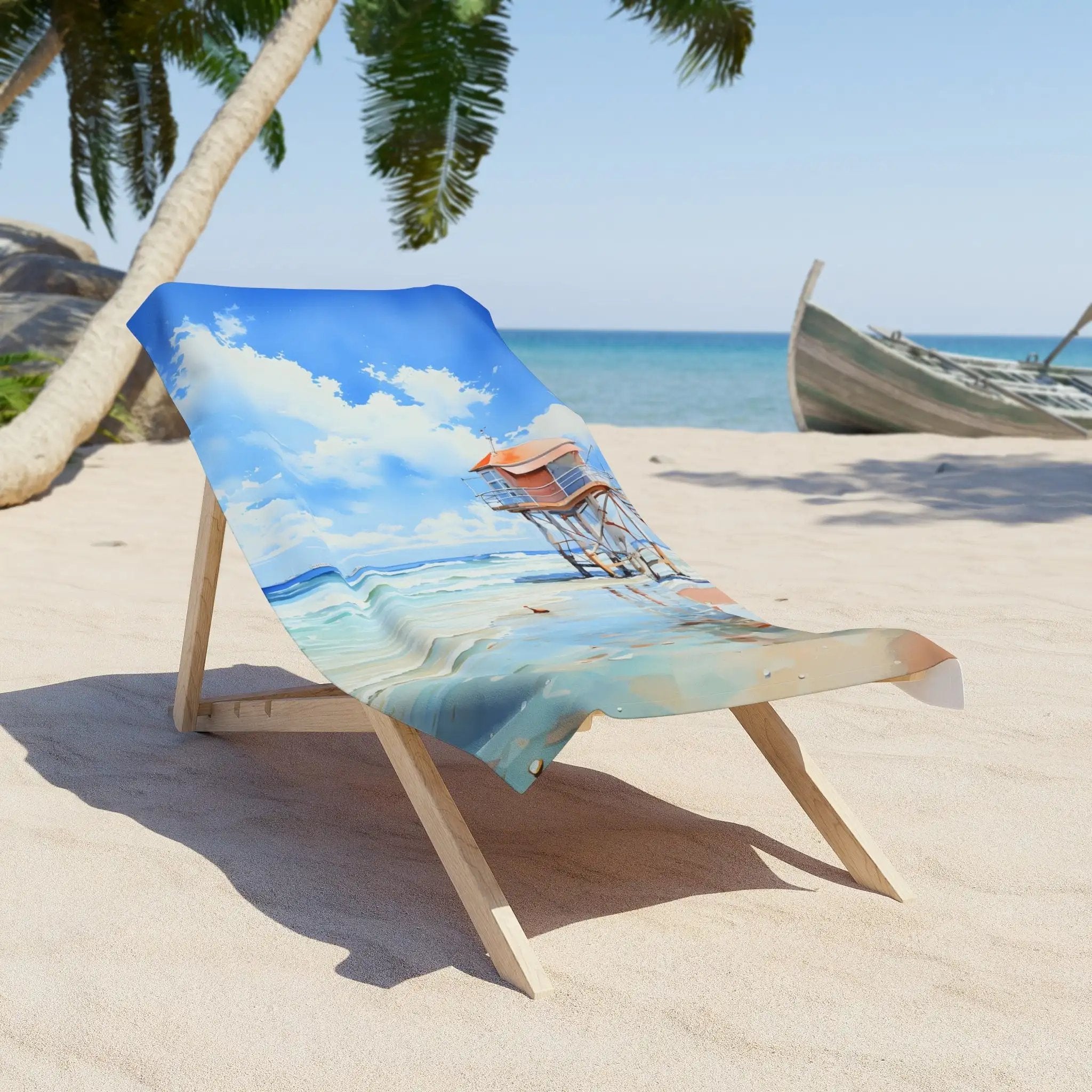 Best bath towel | a beach chair sitting on a sandy beach