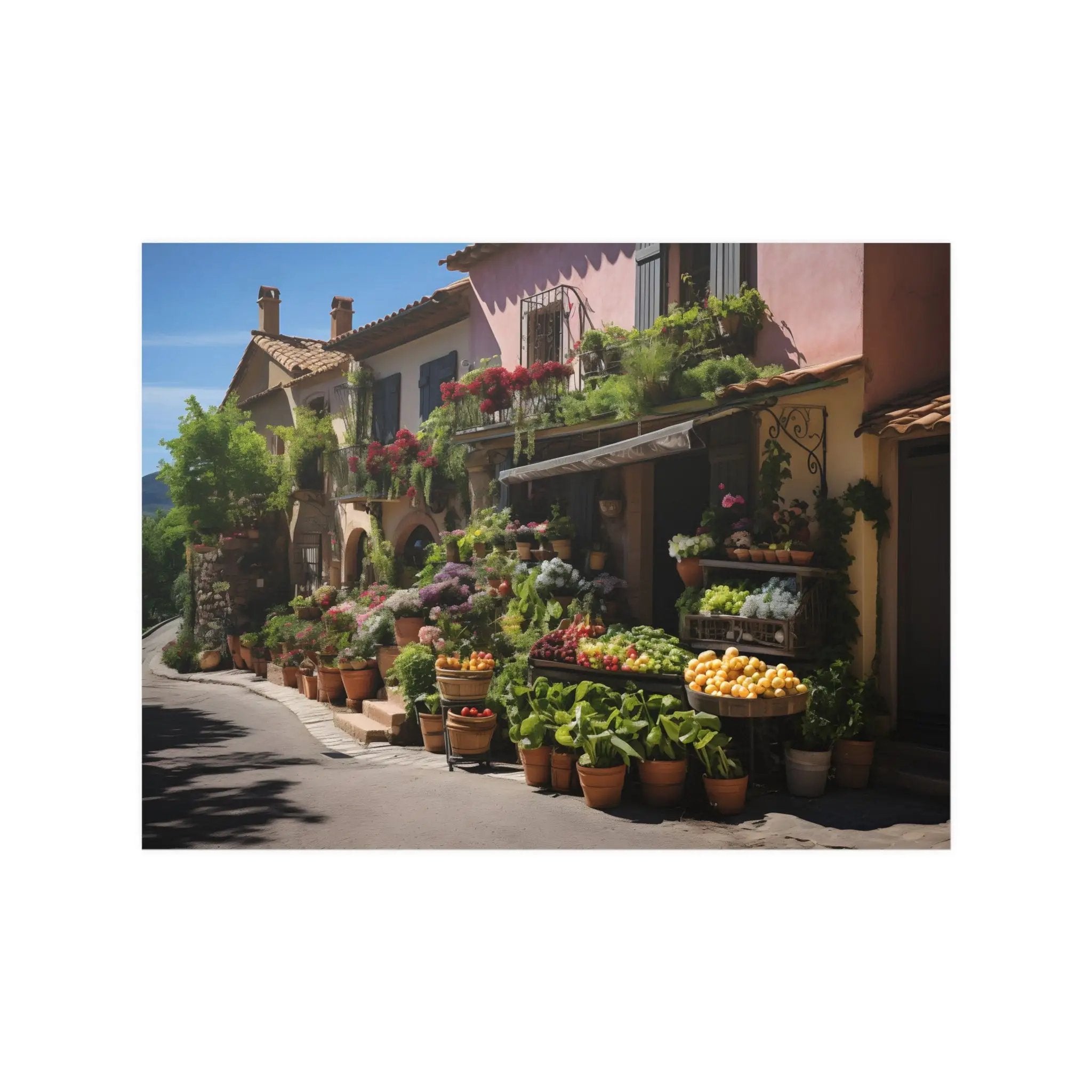 Kawaii Posters | a row of potted plants on the side of a building