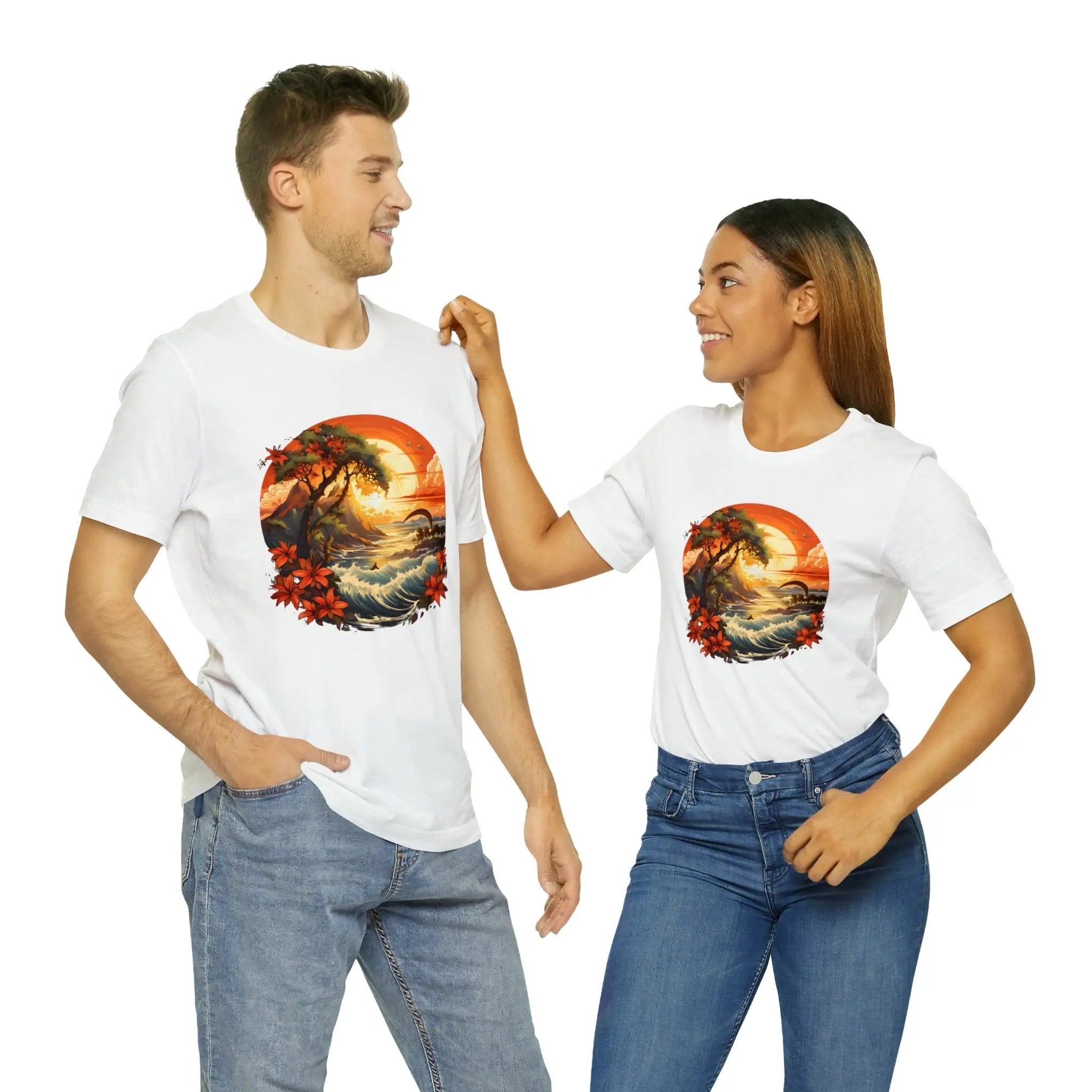 Couple t shirt | a man and a woman standing next to each other