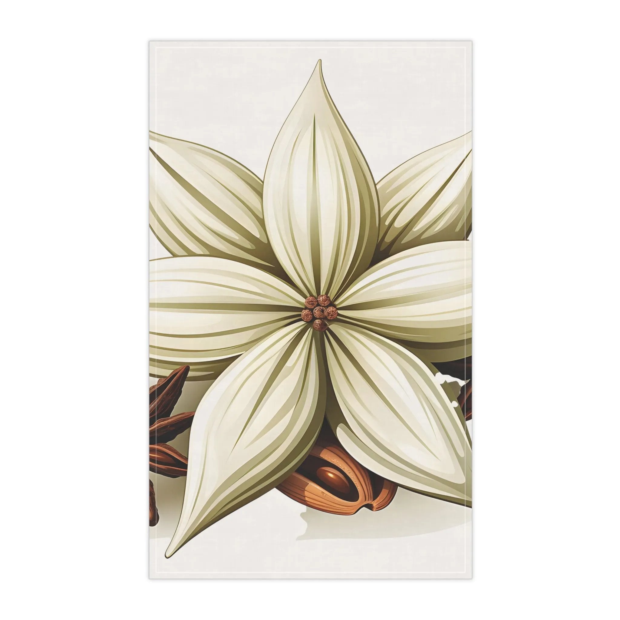 Kitchen Towel | a painting of a white flower on a white background