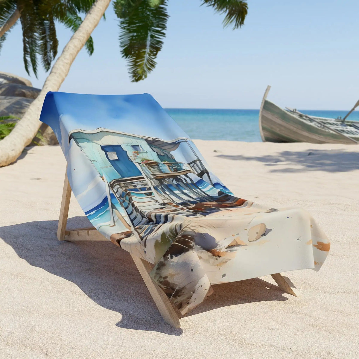 Best bath towel | a painting of a beach chair on a beach