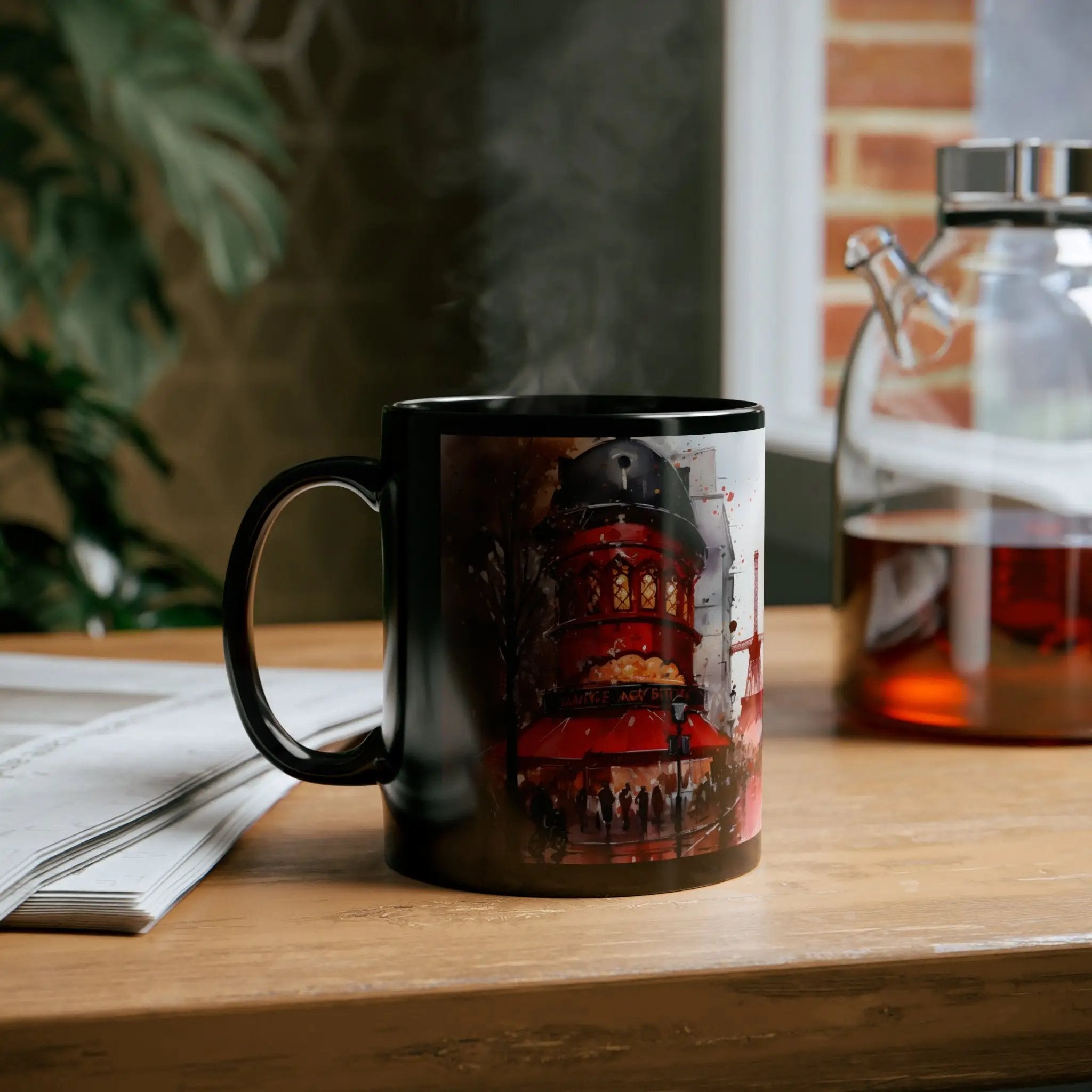 Mugs coffee | a coffee mug sitting on top of a wooden table