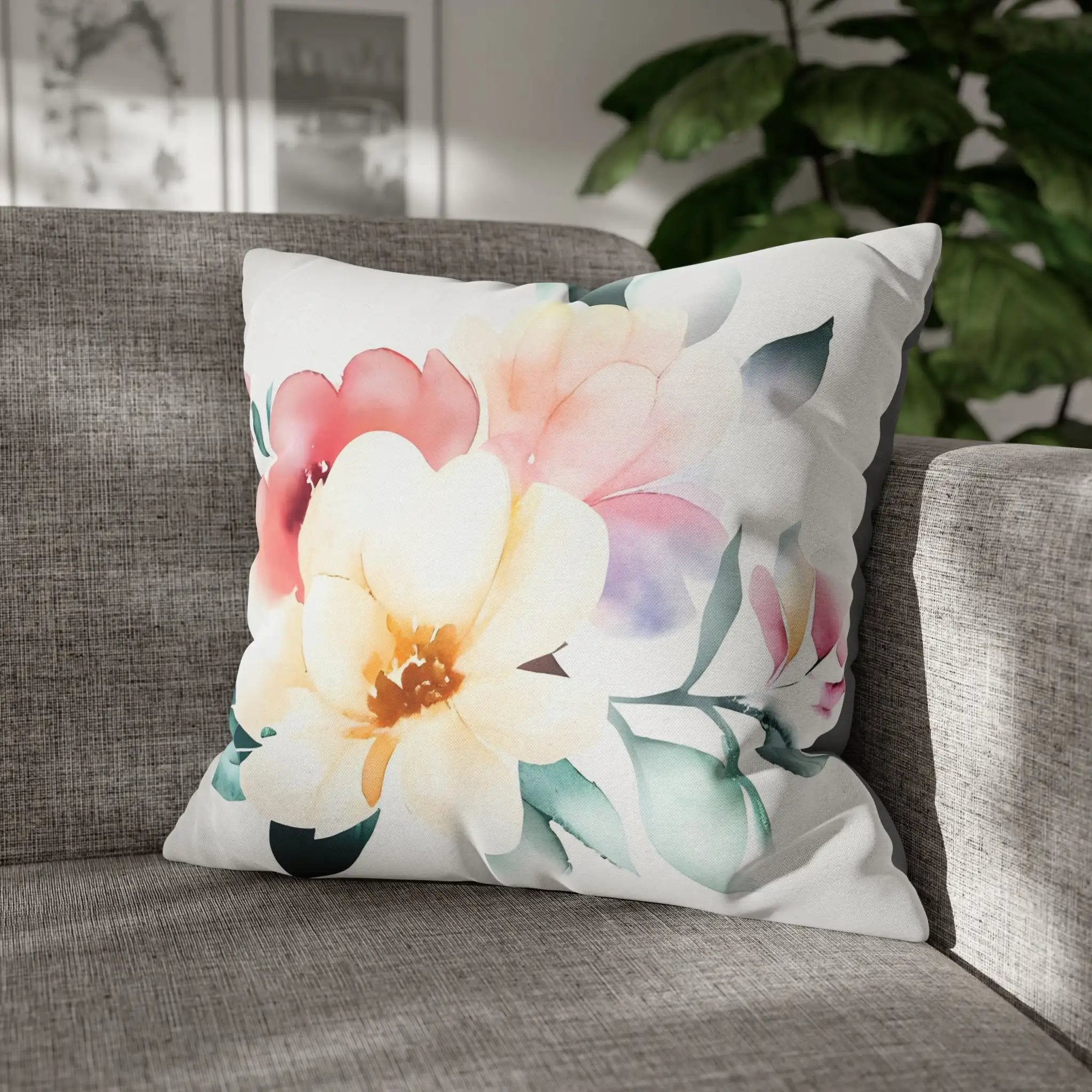 Pillow Sham | a white flower pillow sitting on top of a couch