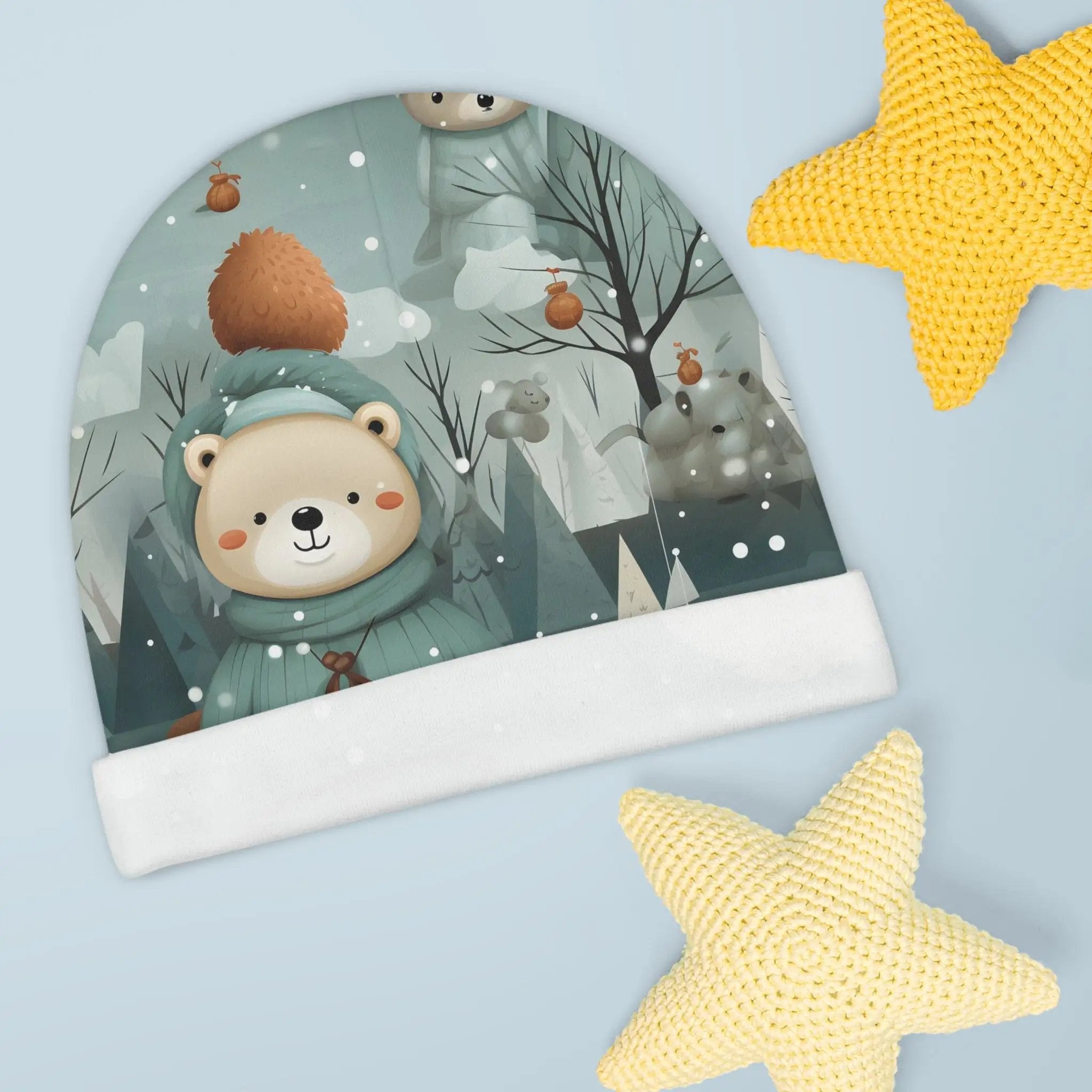 Baby Beanie | a hat with a bear and a star on it