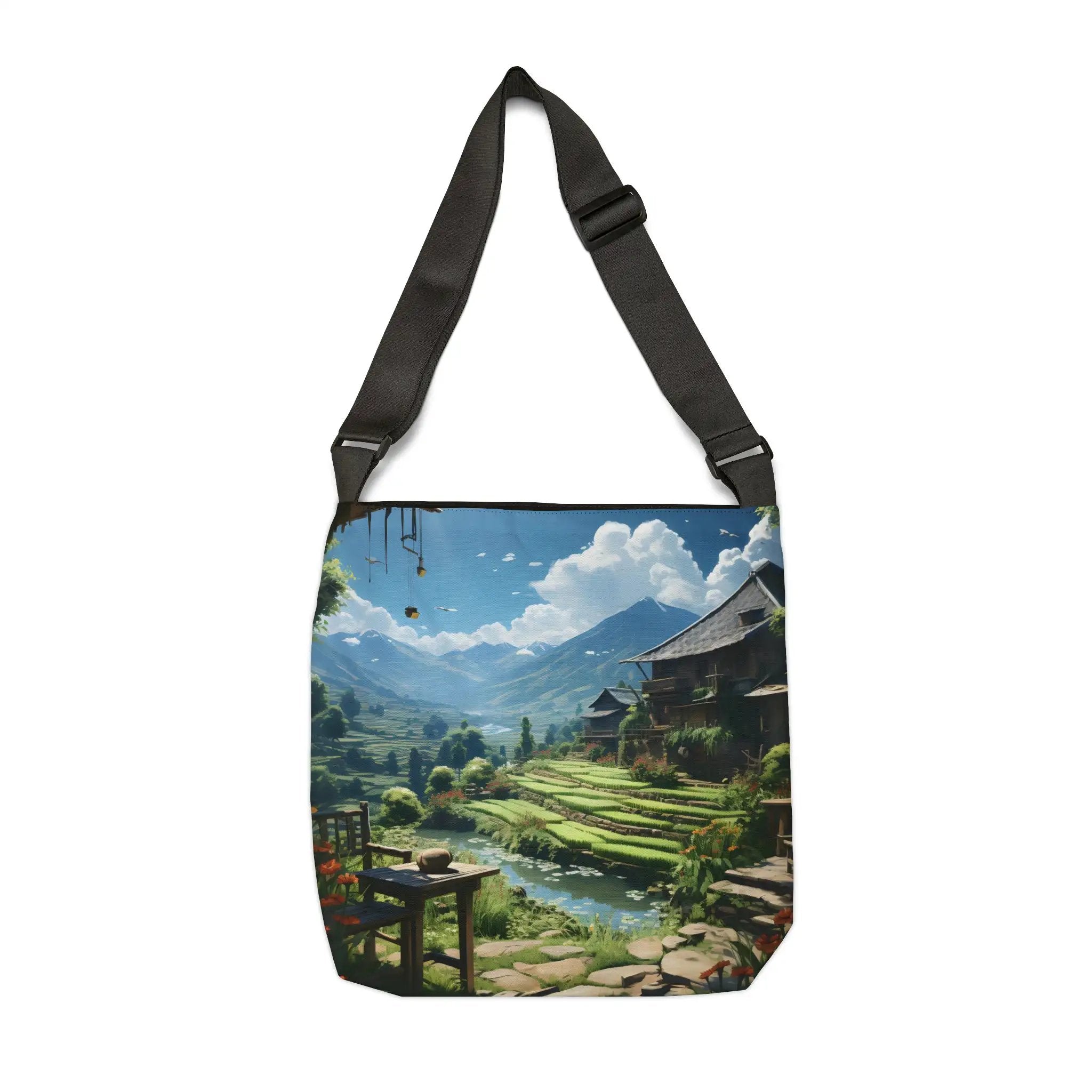 Weekender tote bag | a bag with a painting of a landscape on it