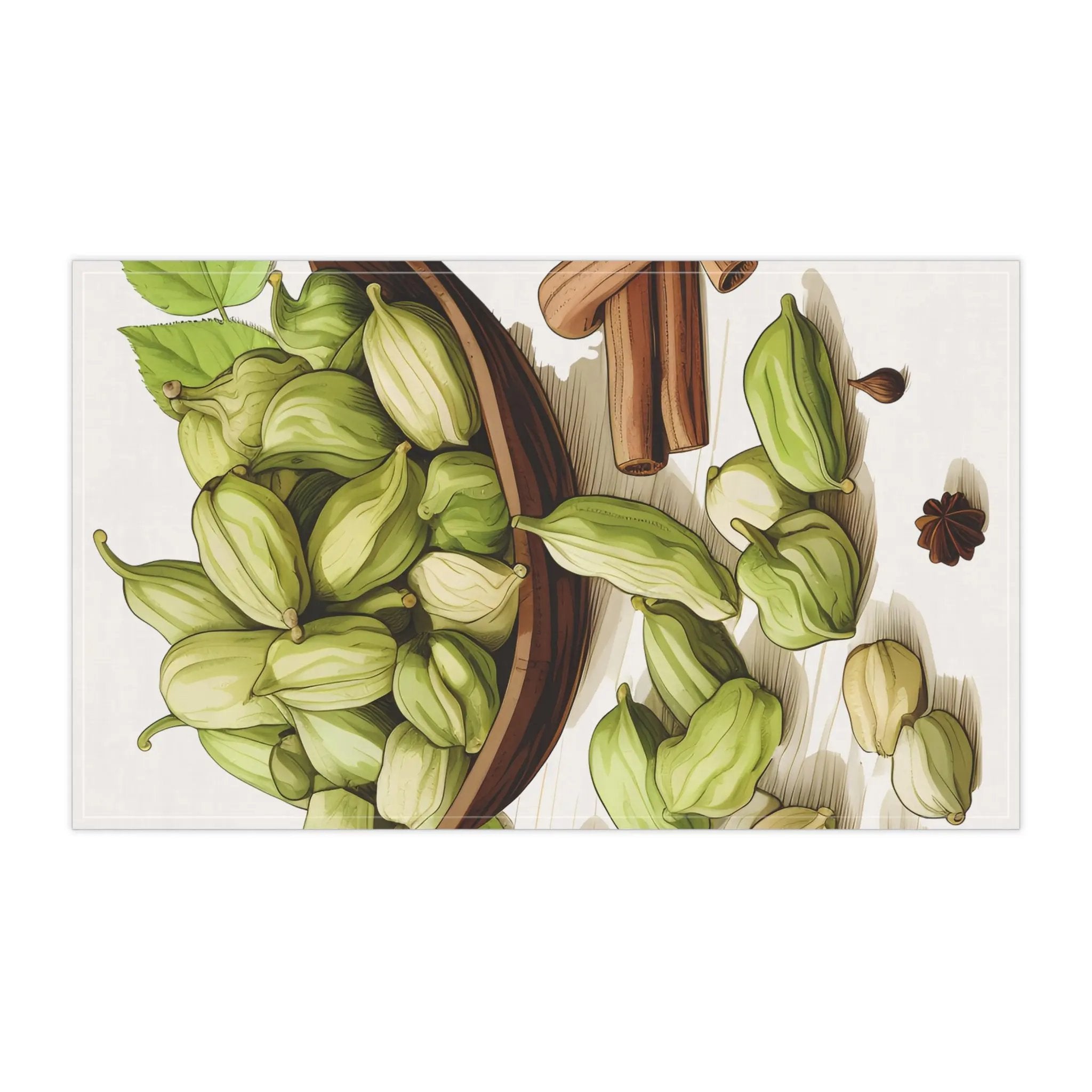 Kitchen Towel | a painting of a bowl of nuts and leaves