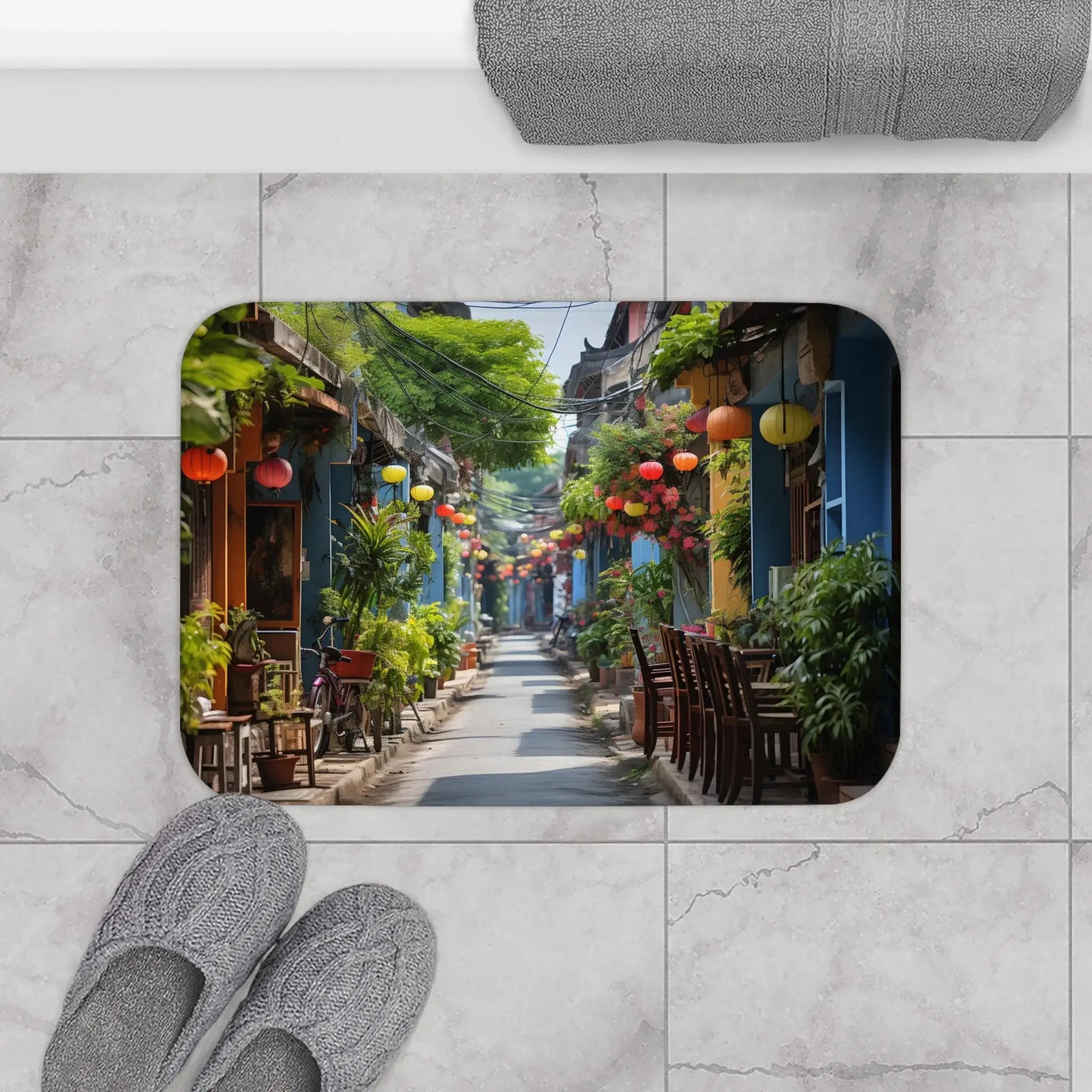 Bath Mat | a bathroom rug with a painting 