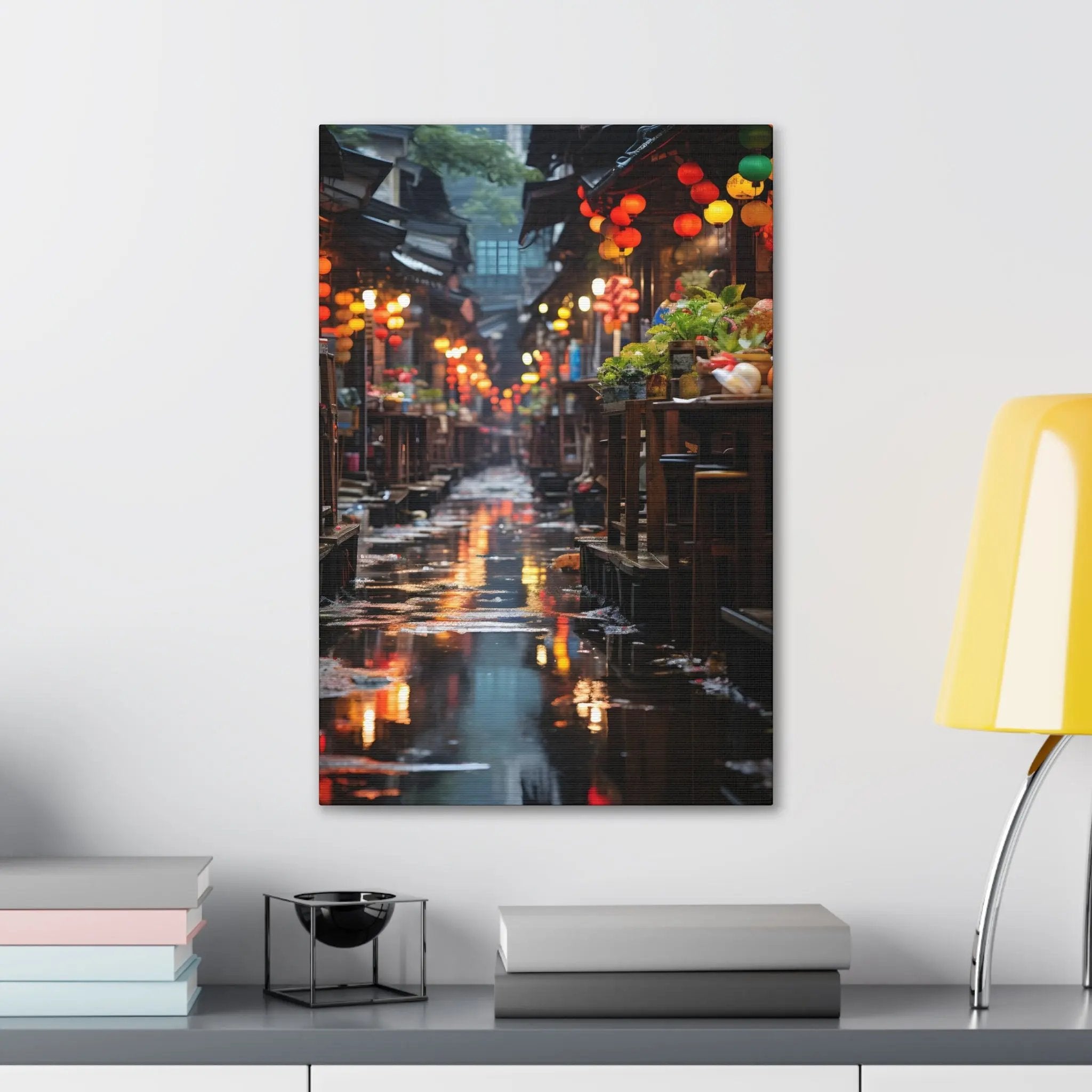 Canvas Gallery Wraps | a painting of a city street at night