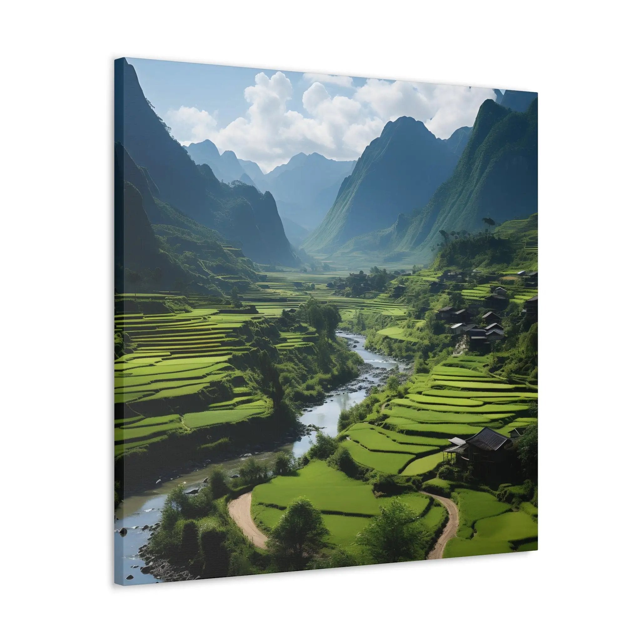 Canvas Gallery Wraps | a river running through a lush green valley