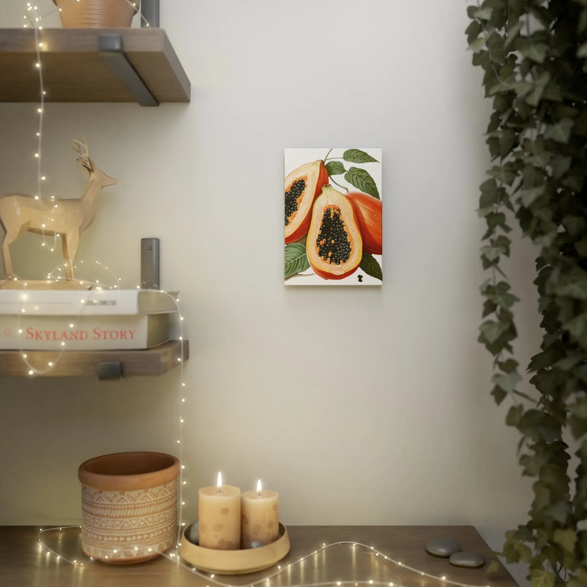 Canvas Gallery Wraps | a picture of a fruit on a wall next to a candle