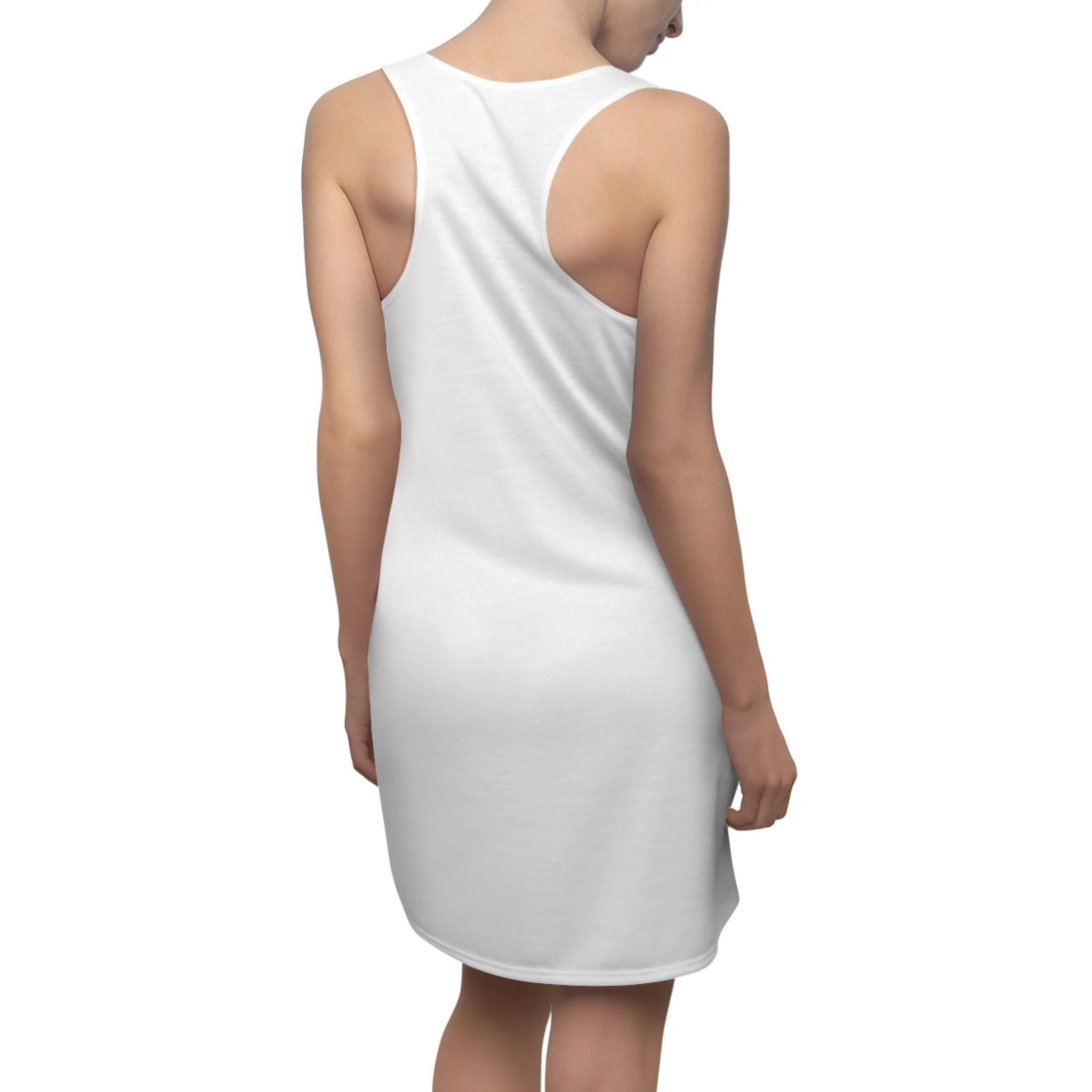 Woman summer dress | a woman in a white dress looking back