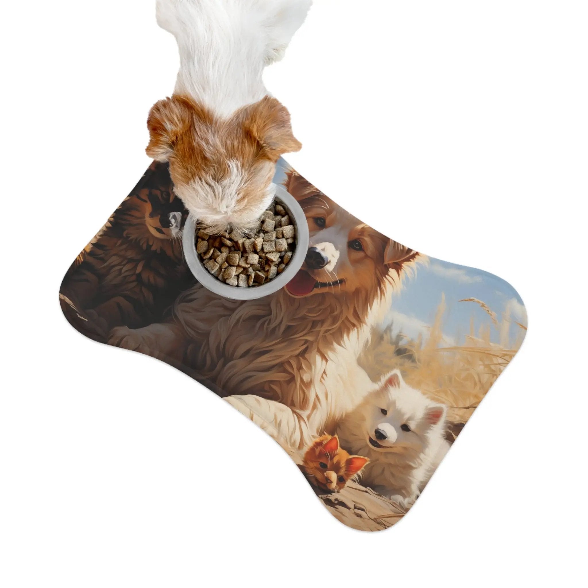 Pet Feeding Mats | a dog eating out of a bowl of food