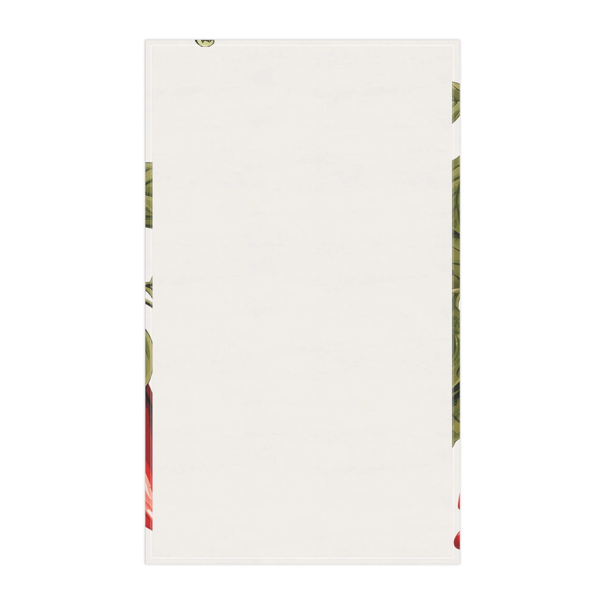 Kitchen Towel | a white sheet of paper with a red flower on it