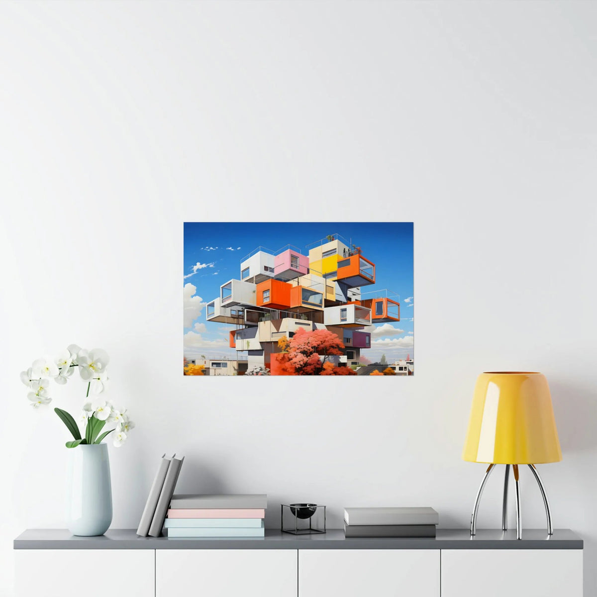 Kawaii Posters | a white wall with a painting on top of it