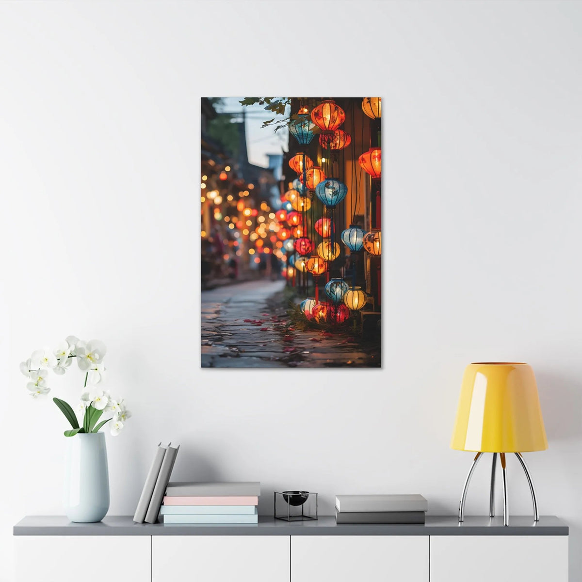 Canvas Gallery Wraps | a picture of a street with lights on it