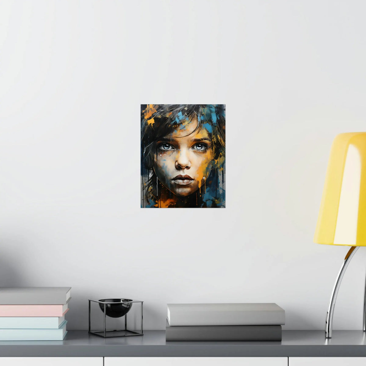 Kawaii Posters | a painting of a woman's face on a white wall