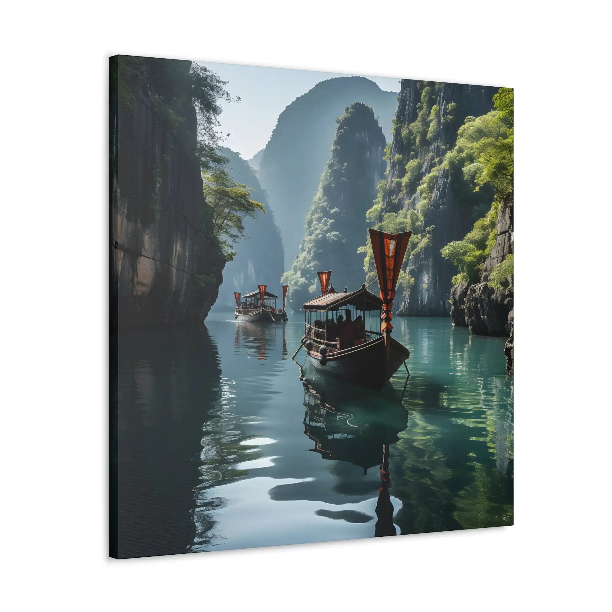 Canvas Gallery Wraps | a painting of two boats on a river