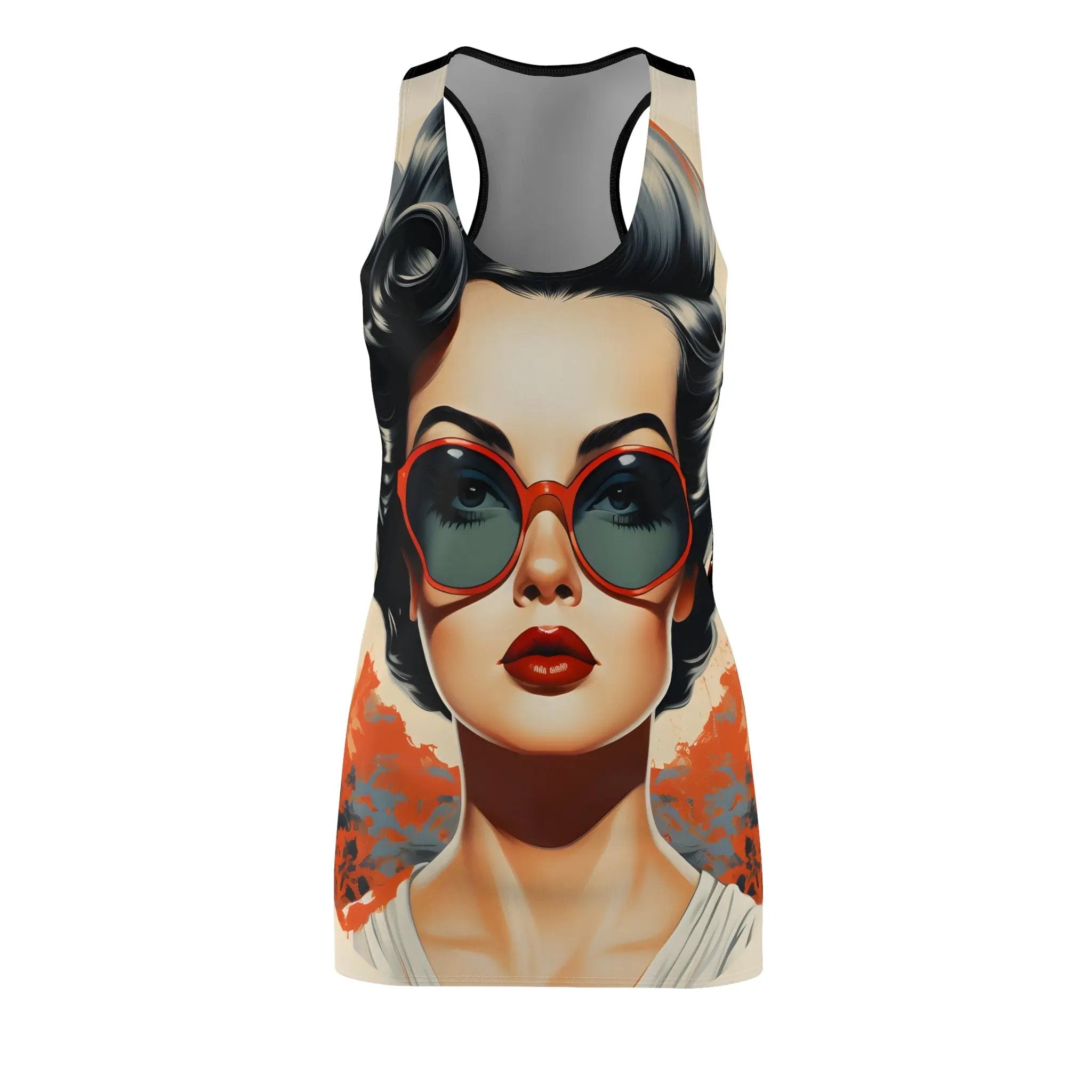 Woman summer dress | a women's tank top with a picture of a woman wearing sunglasses