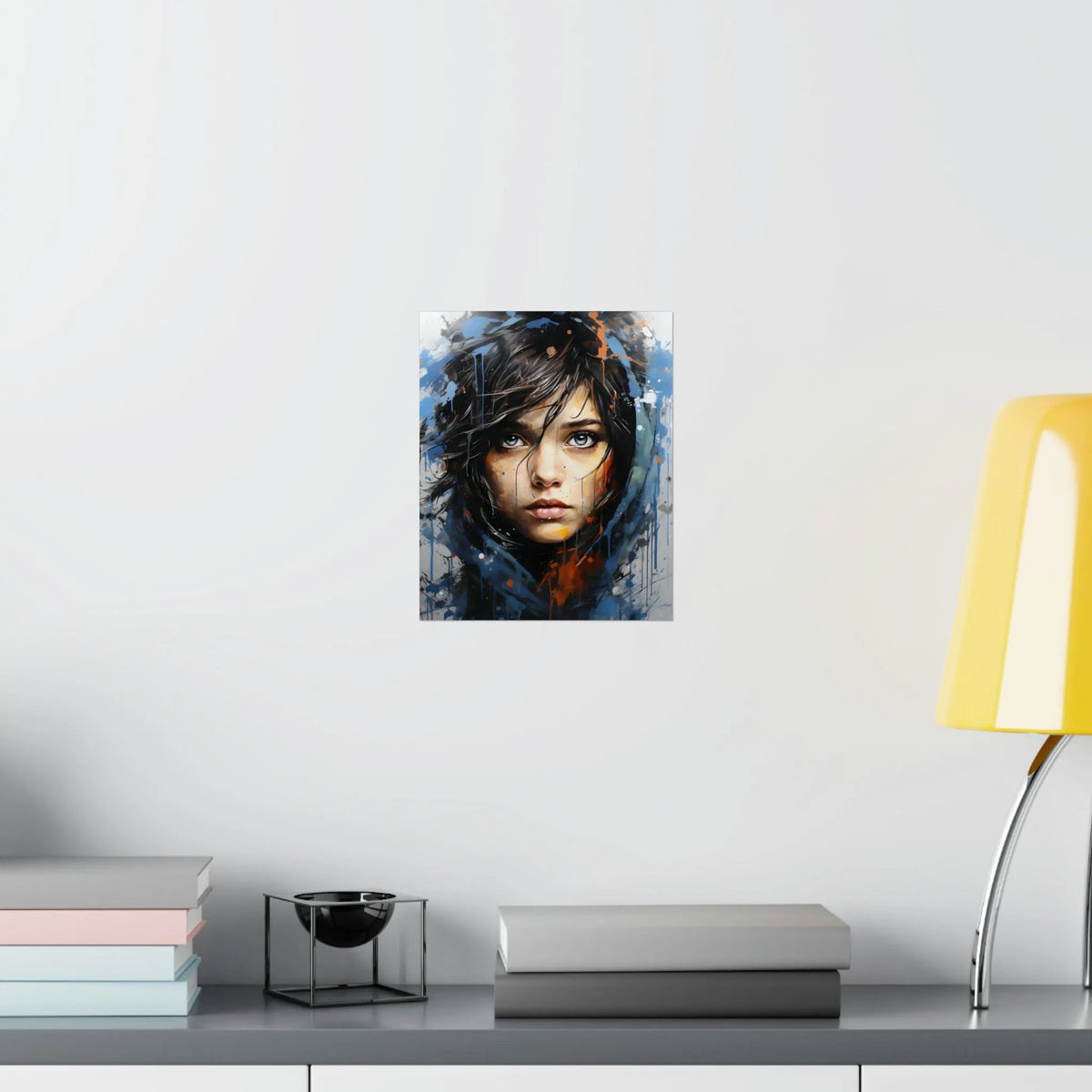 Kawaii Posters | a painting of a woman's face on a white wall