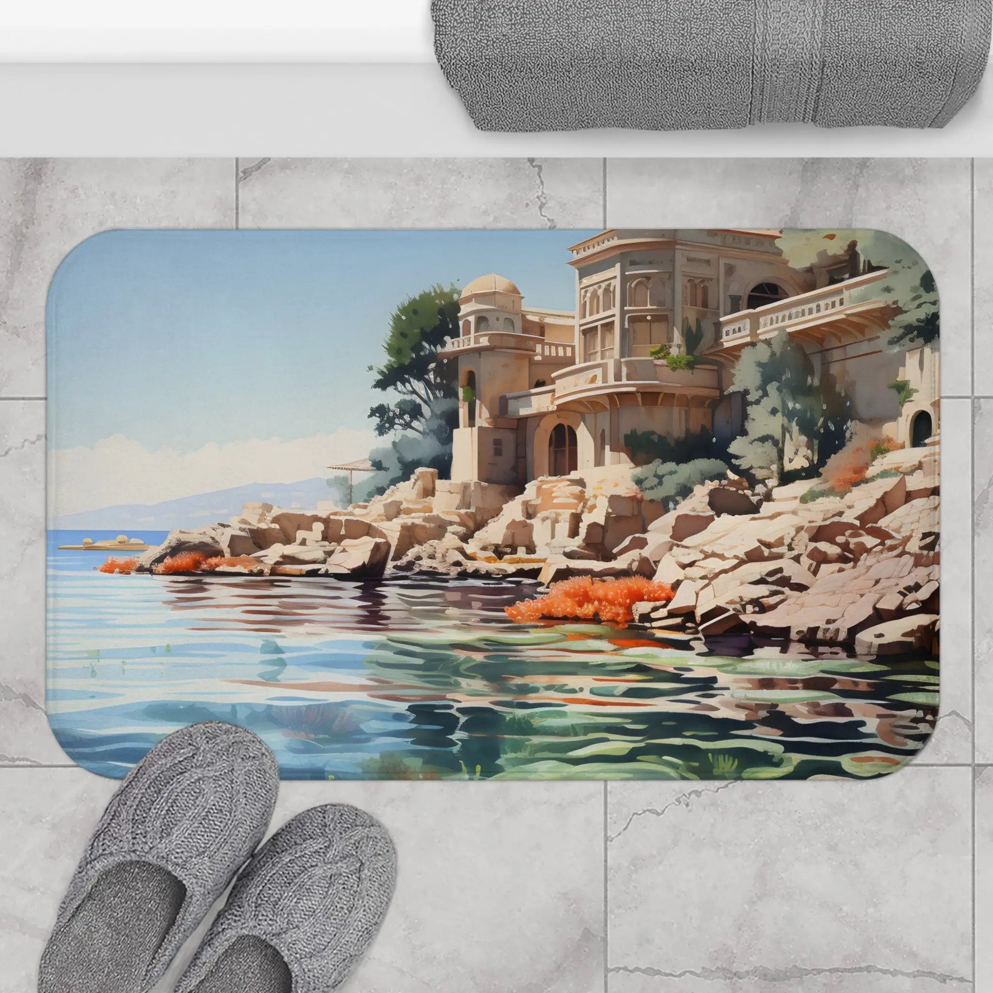 Bath Mat | a bathroom rug with a painting 