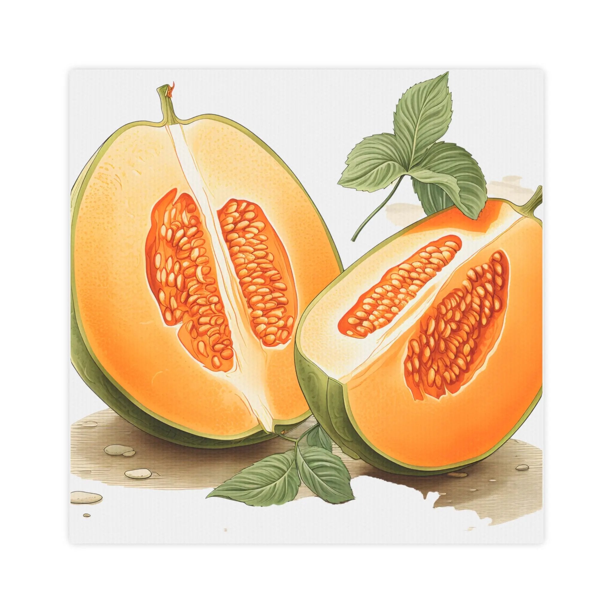 Canvas Gallery Wraps | a cut in half papaya on a white background