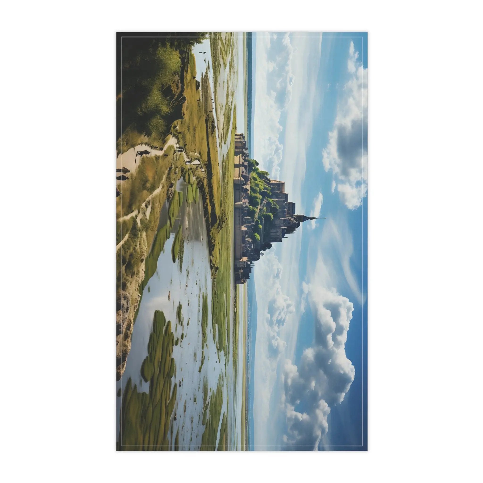 Kitchen Towel | a painting of a landscape with clouds in the sky