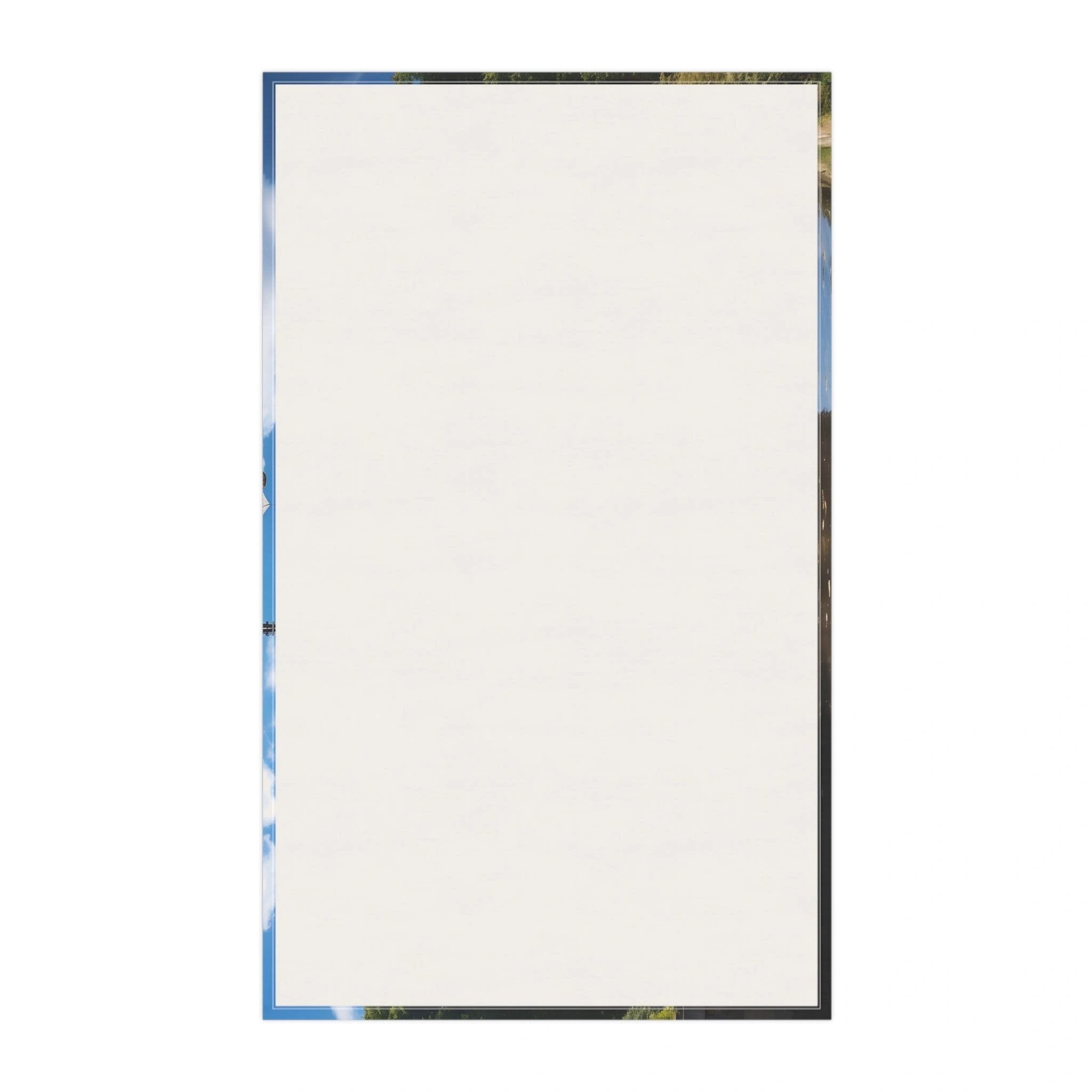 Kitchen Towel | a white sheet of paper with a blue border