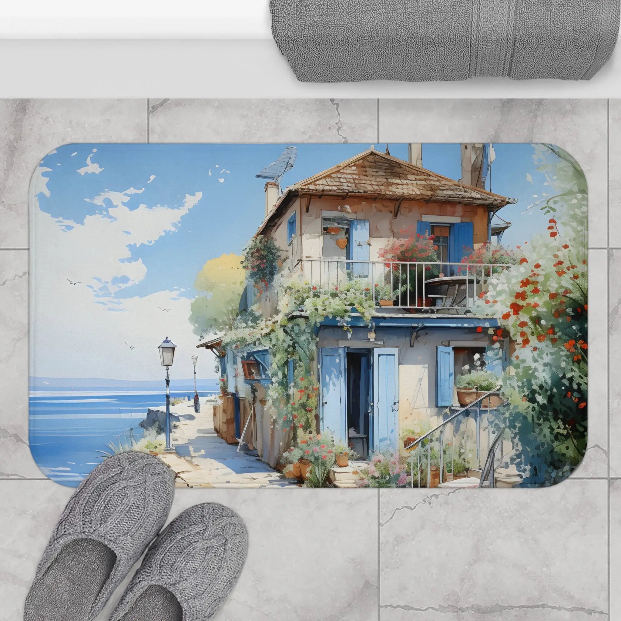 Bath Mat | a bathroom rug with a painting 