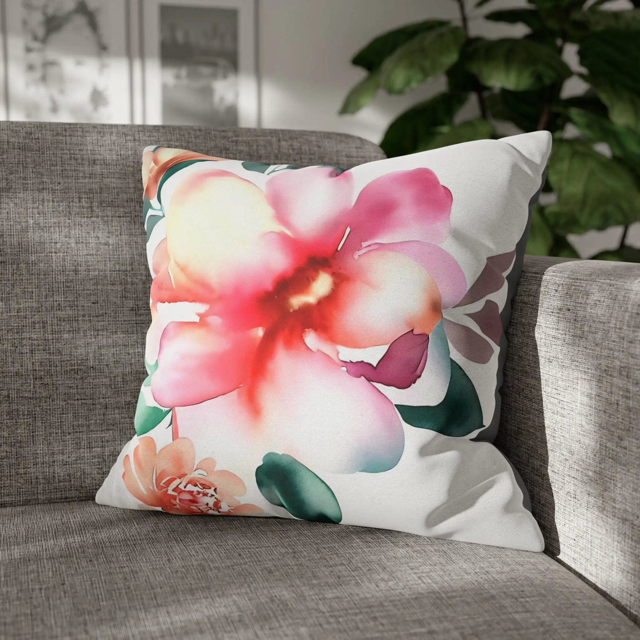 Pillow Sham | a flowered pillow on a couch in a living room