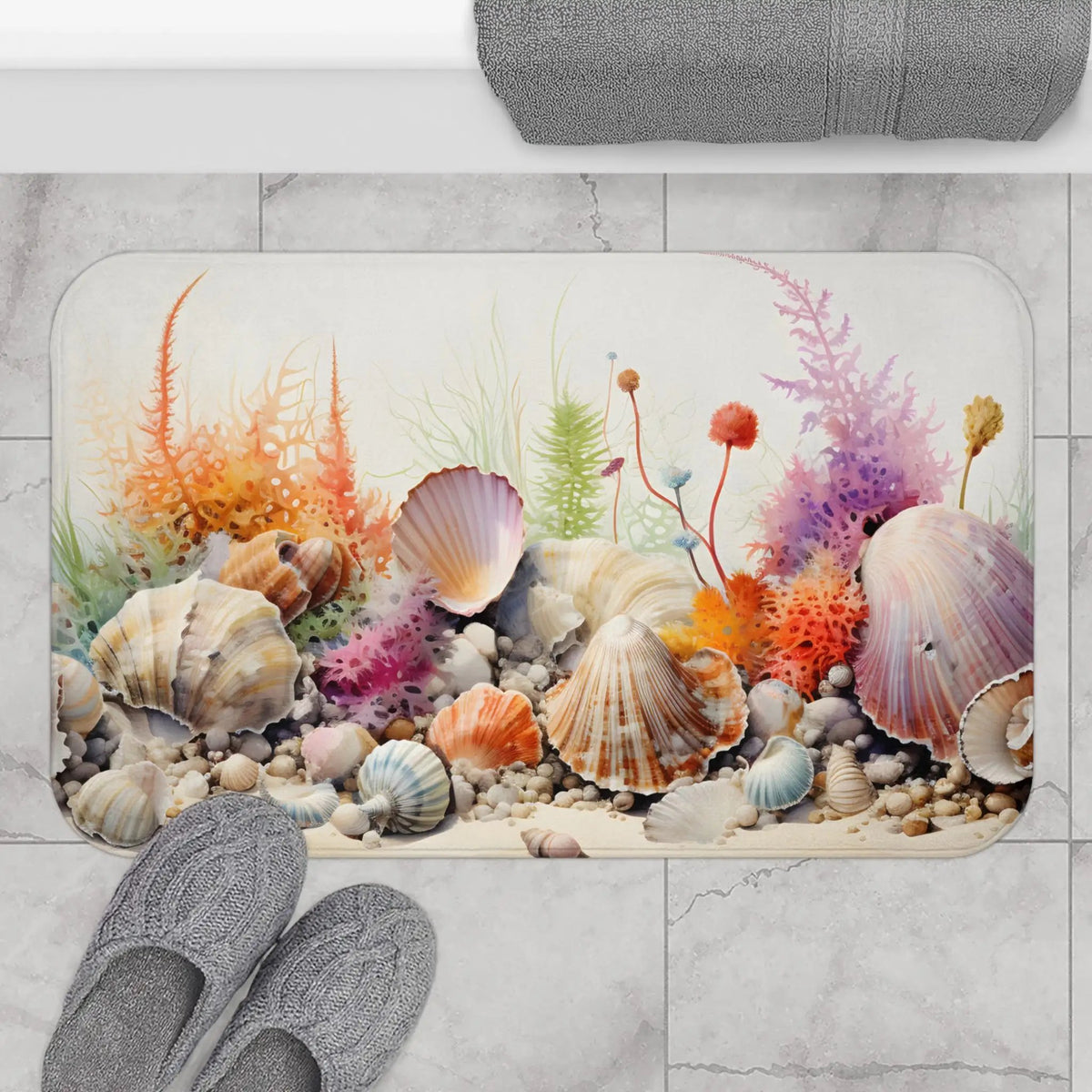 Bath Mat | a bathroom rug with a painting 