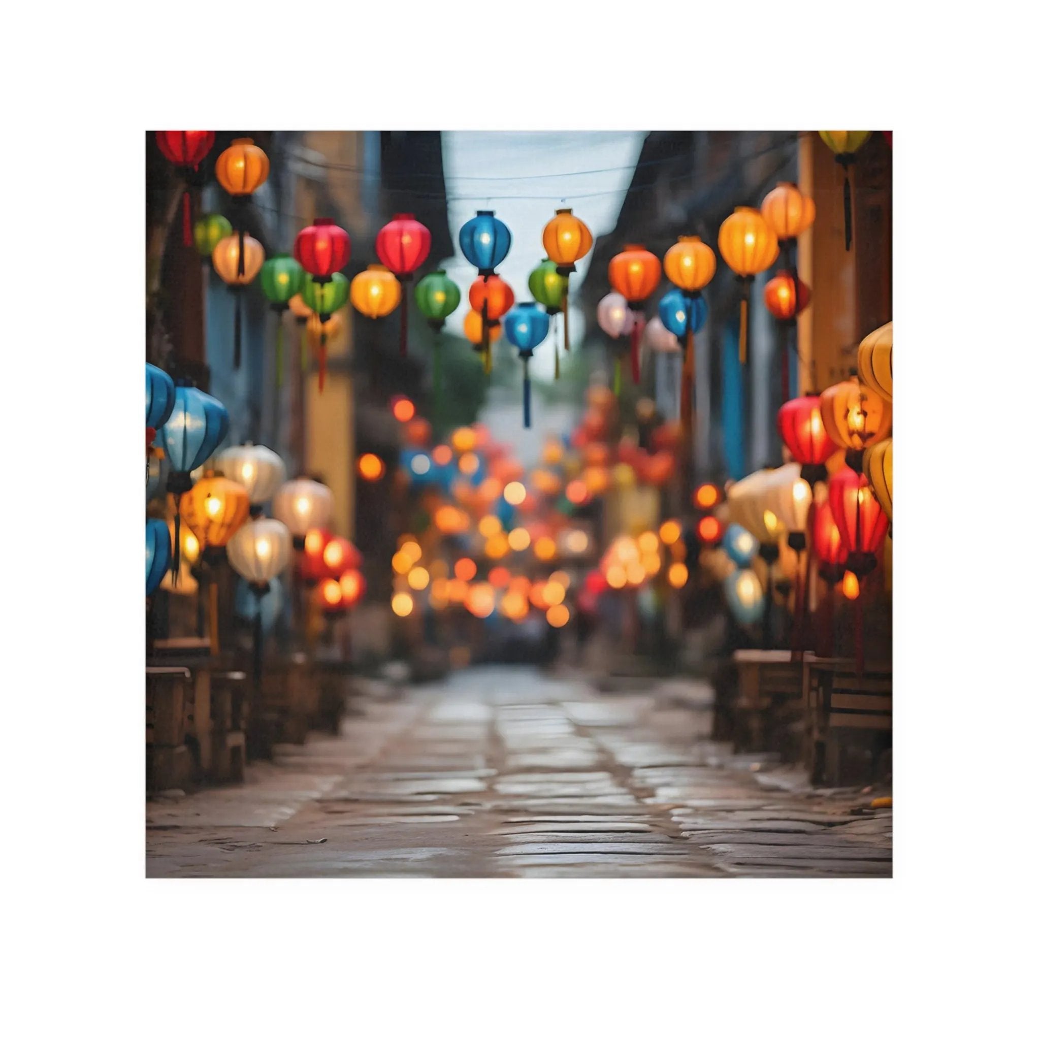 Face Towel | a photo hanging on a clothes line with a street scene in the background