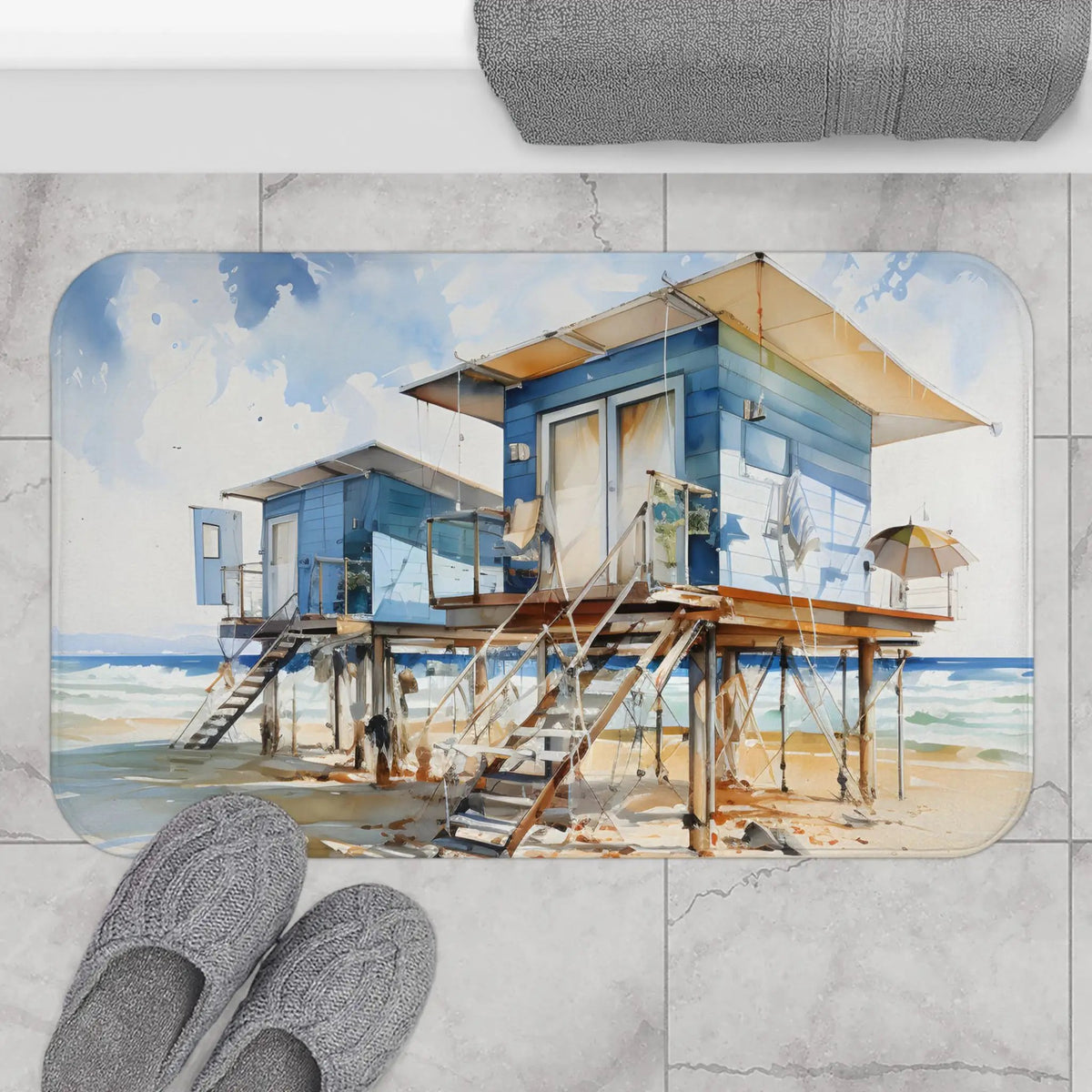 Bath Mat | a bathroom rug with a painting 