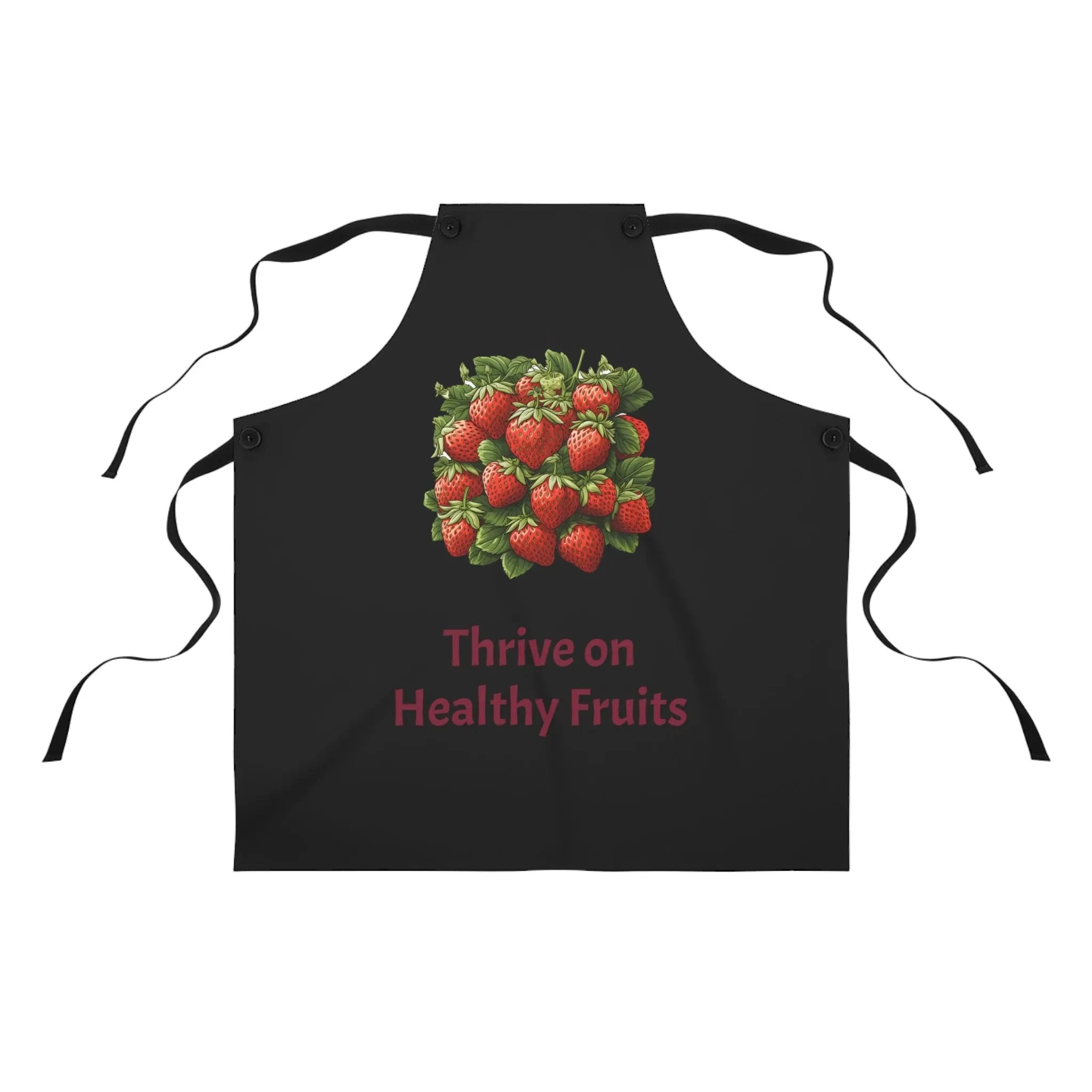 Chef Apron | a black apron with a bunch of strawberries on it