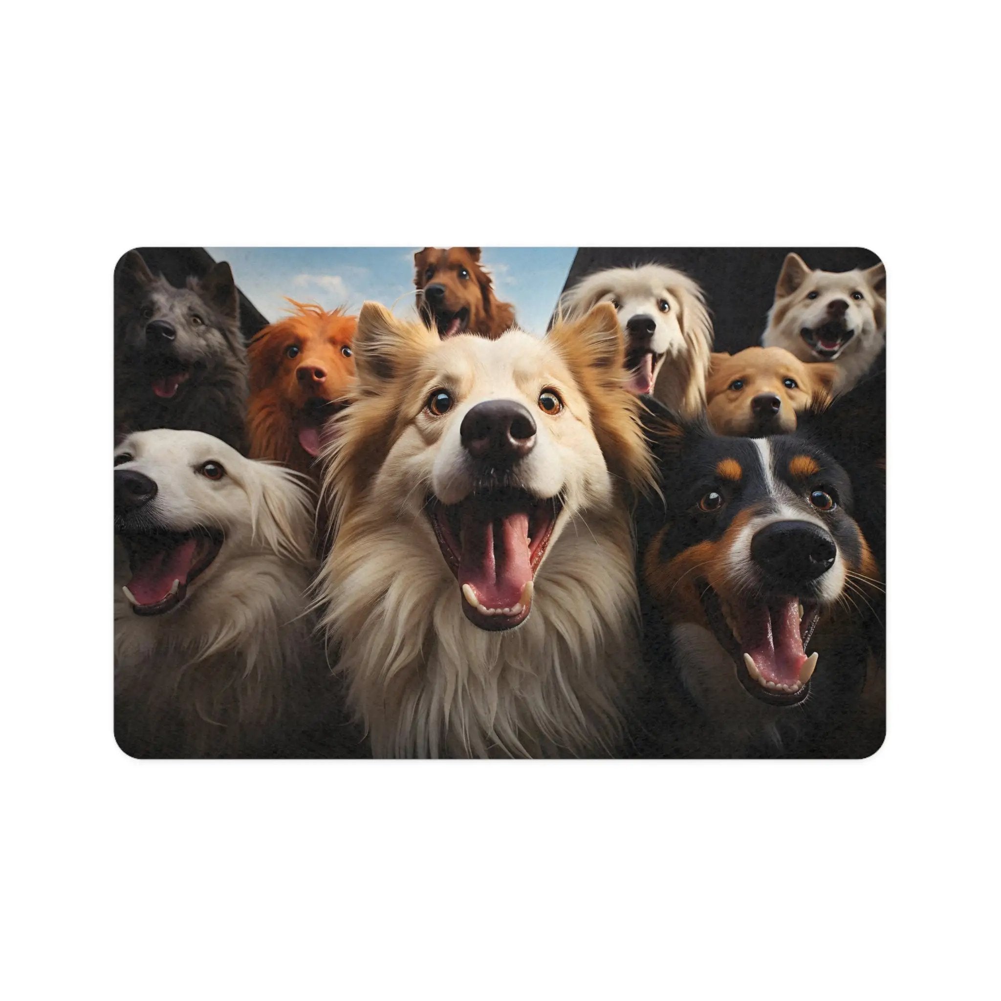 Pet Food Mat | a group of dogs standing next to each other