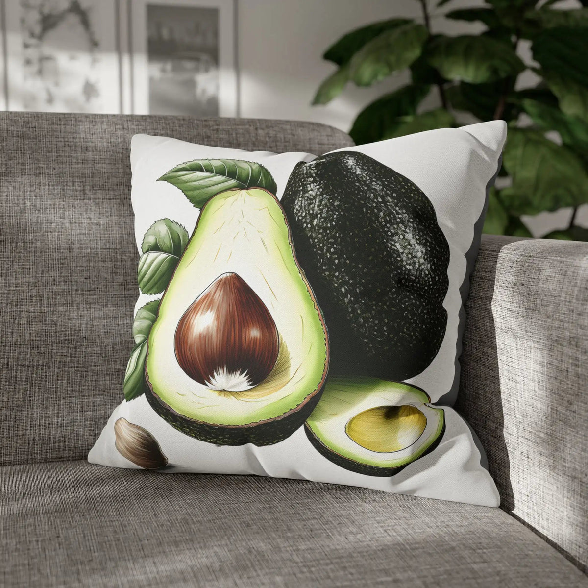 Pillow Sham | a pillow with an avocado and an egg on it