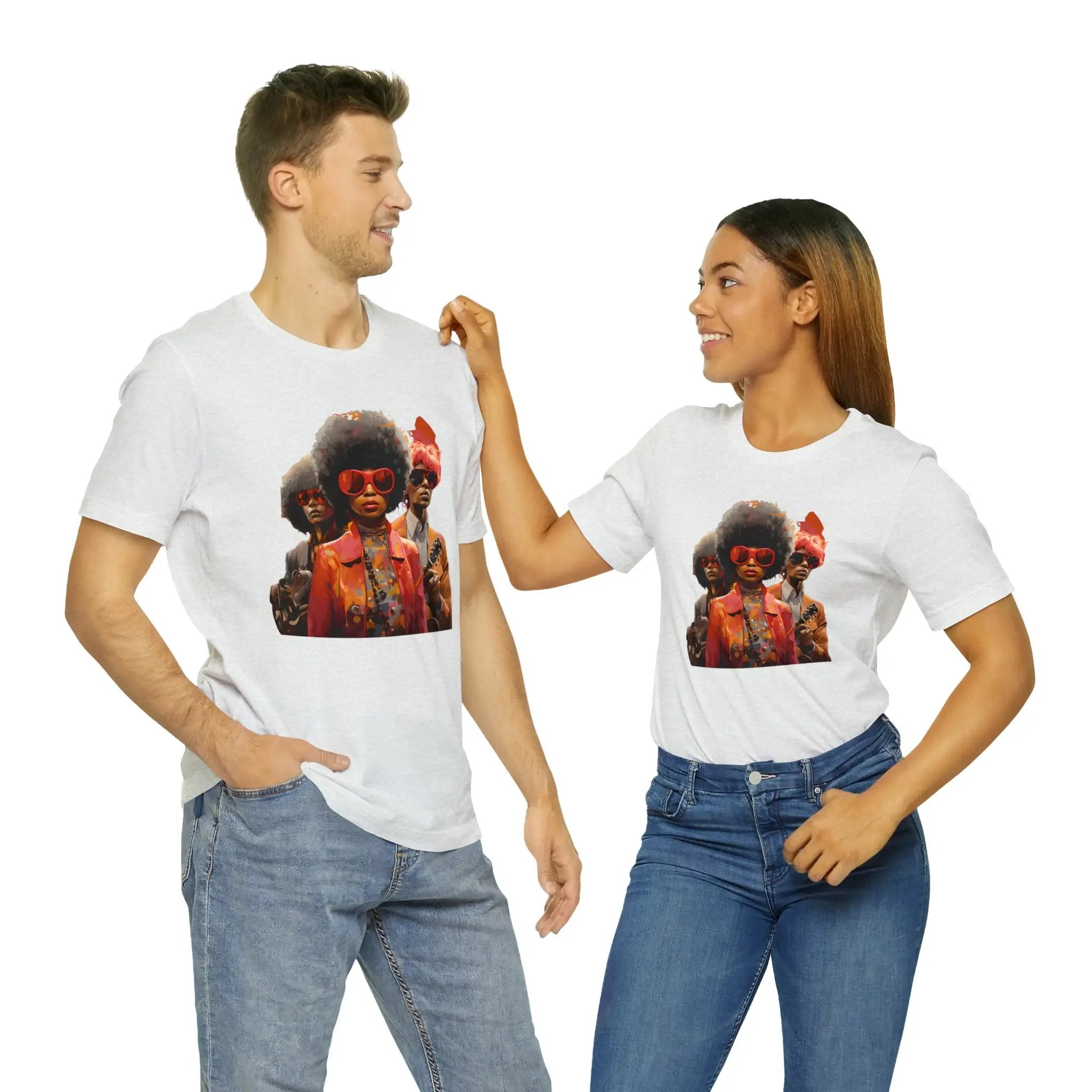 Couple t shirt | a man and a woman standing next to each other