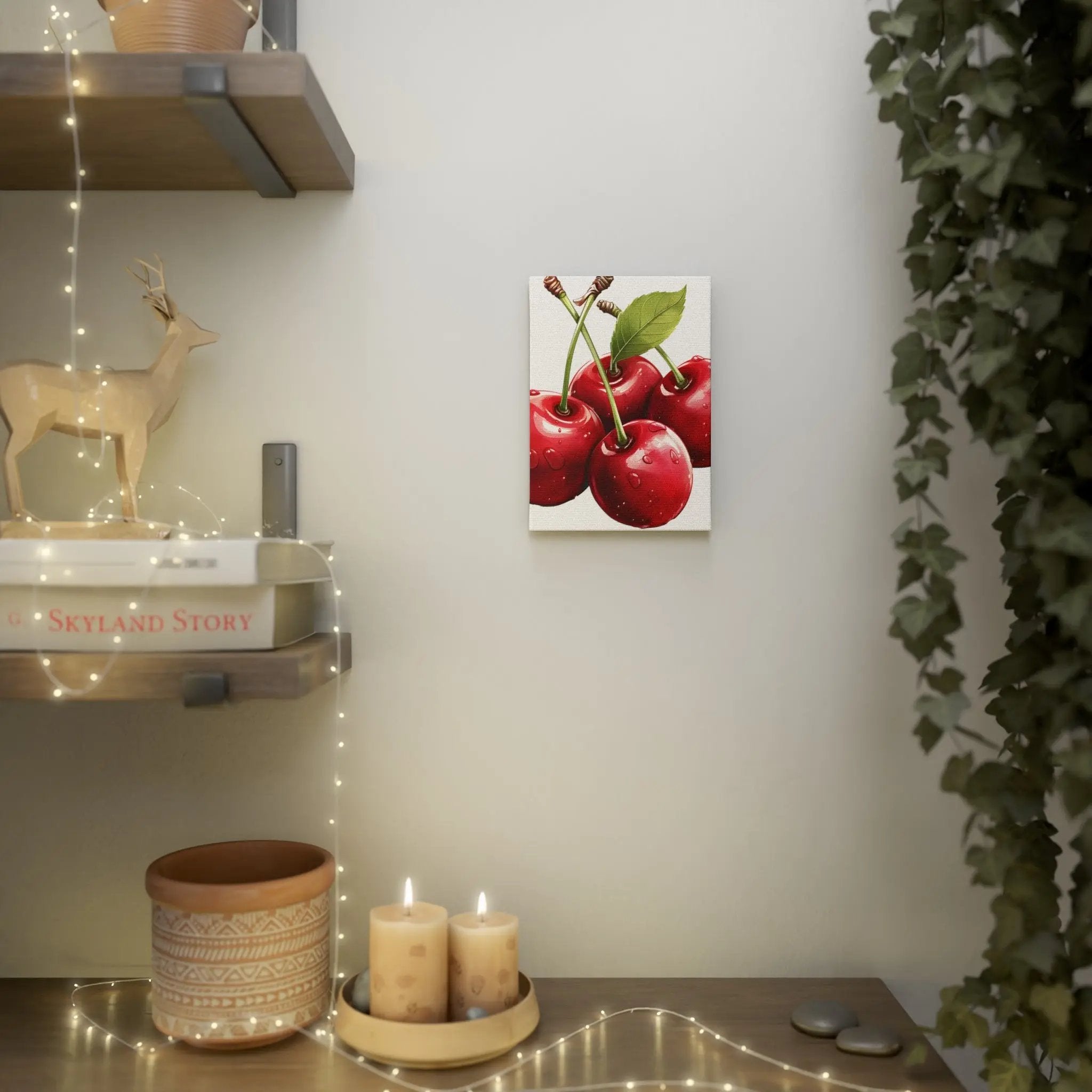 Canvas Gallery Wraps | a picture of cherries hanging on a wall