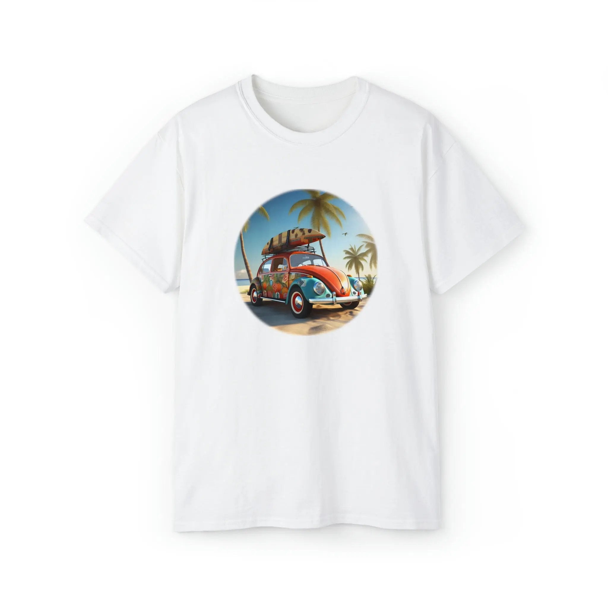 men tee graphic | a white t - shirt with an image of a vintage car