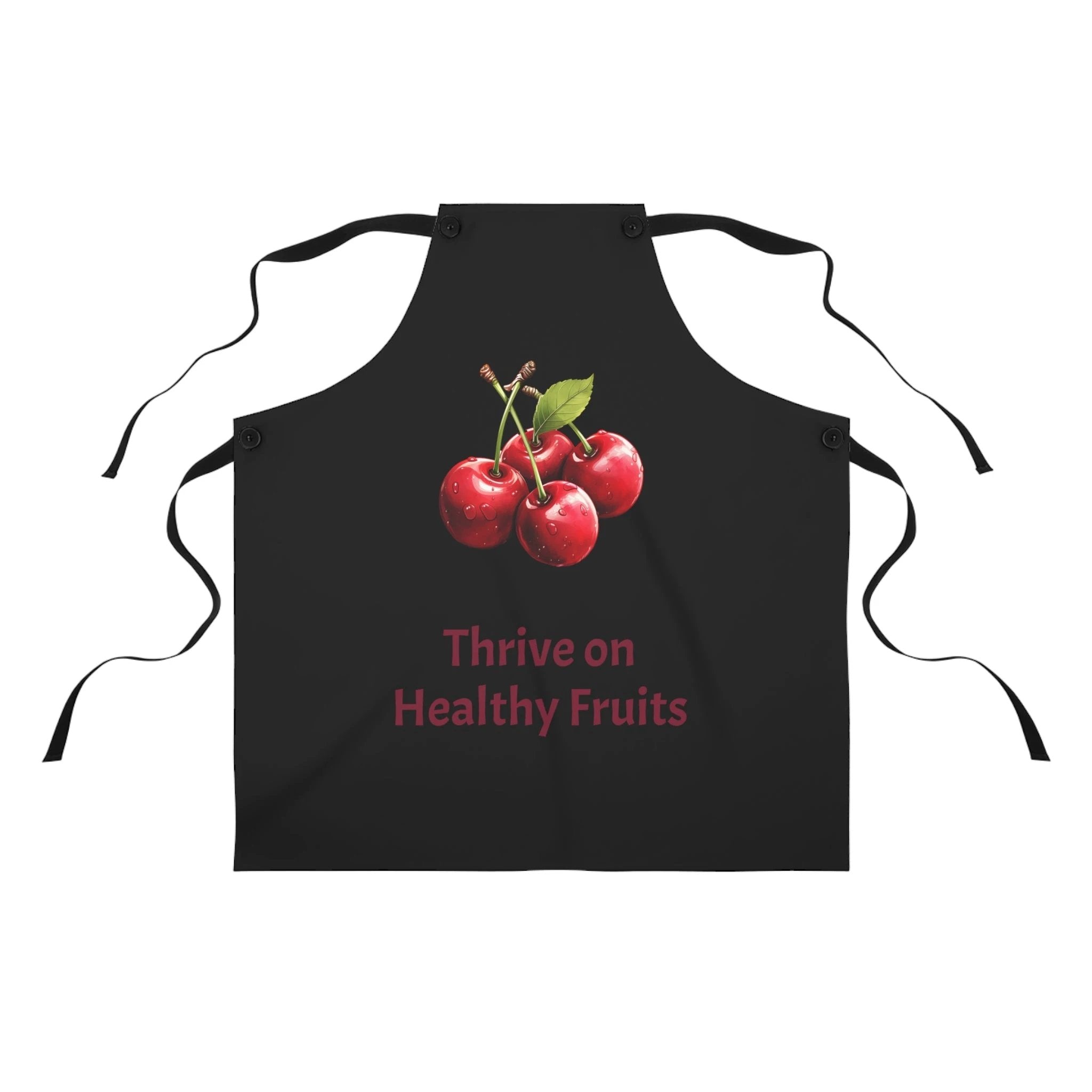 Chef Apron | a black apron with three cherries on it