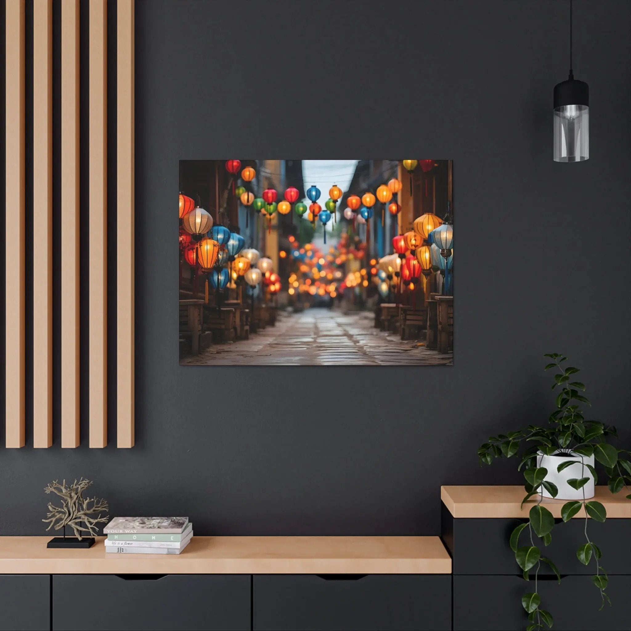 Canvas Gallery Wraps | a picture of a city street with lanterns