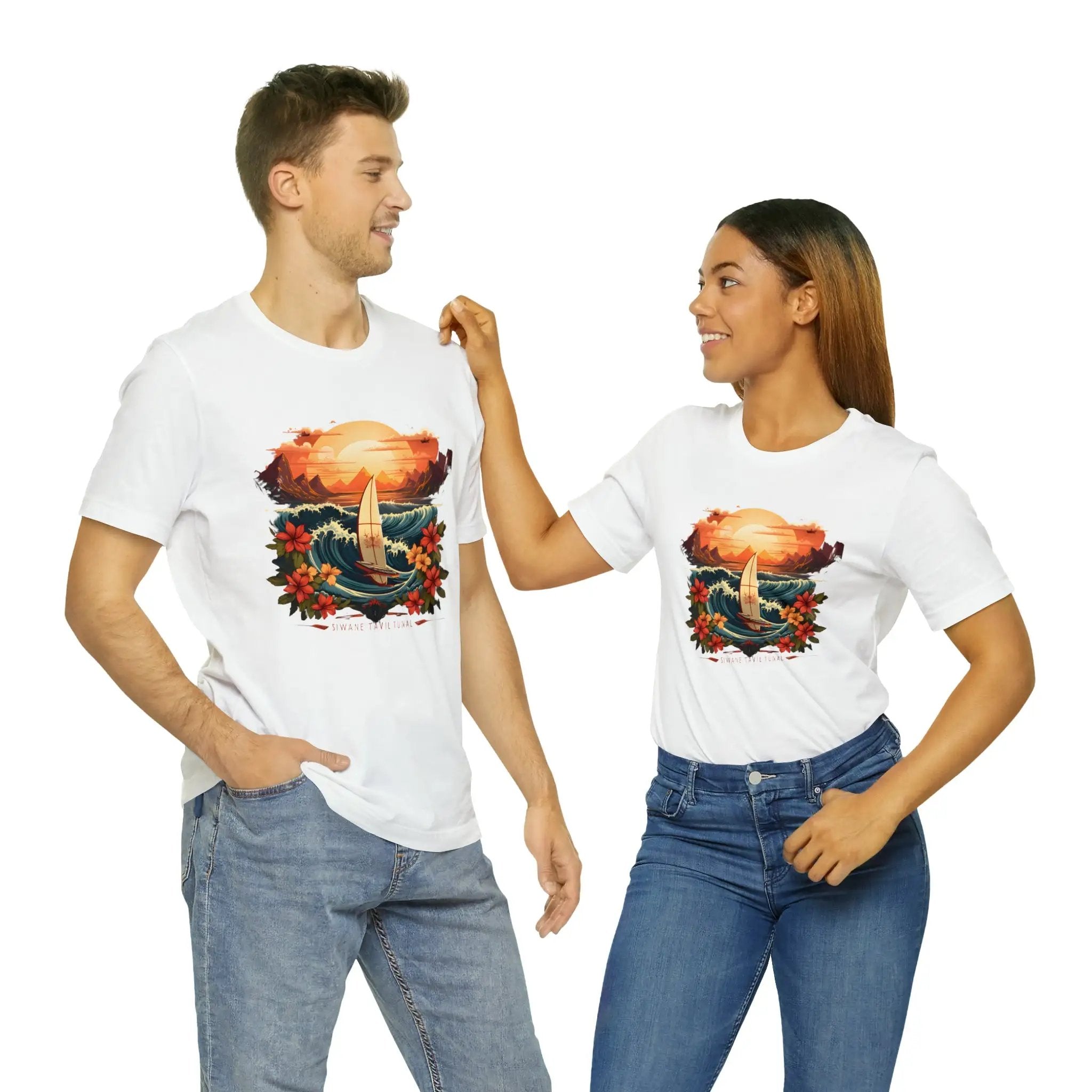 Couple t shirt | a man and a woman standing next to each other