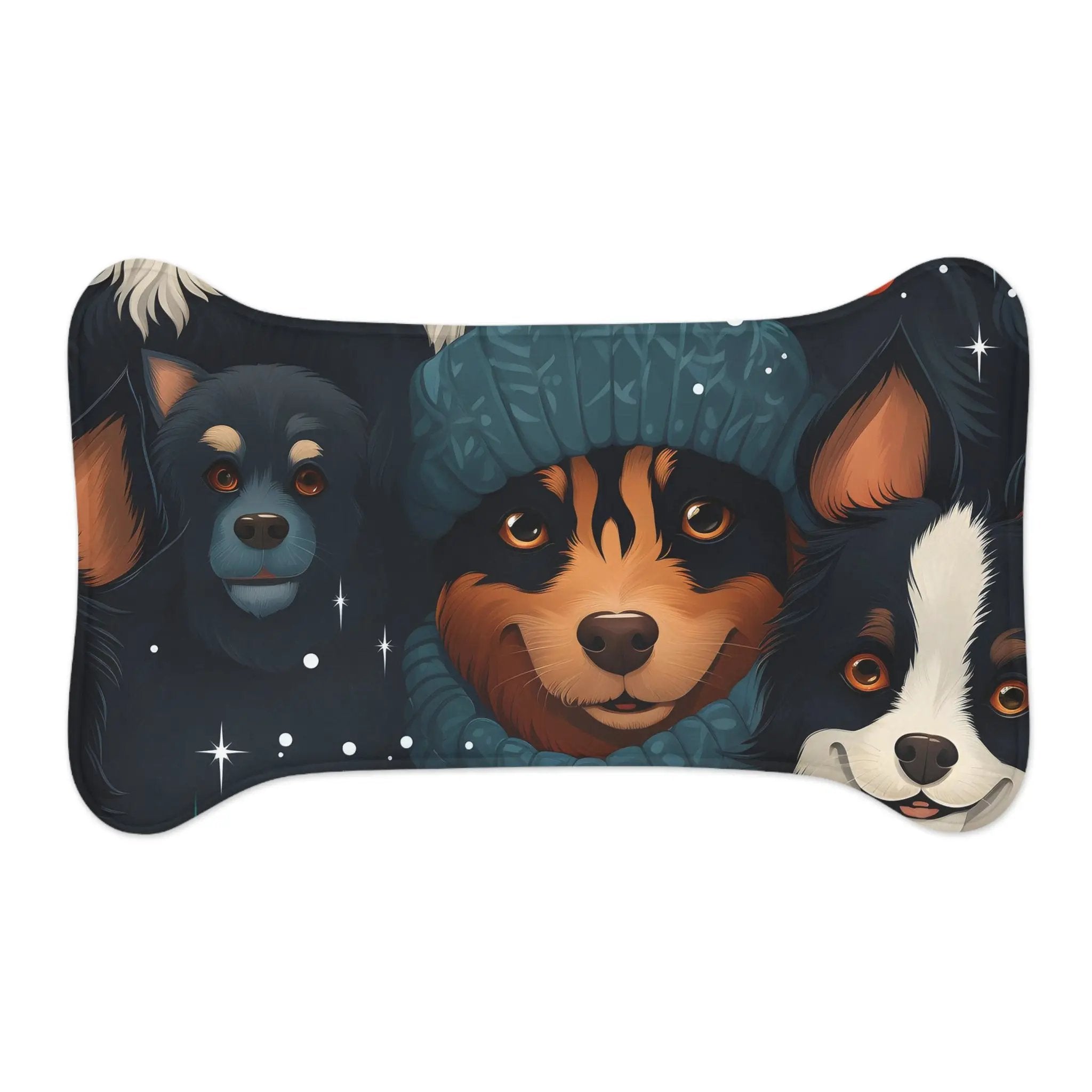 Pet Feeding Mats | a picture of two dogs and a dog wearing a hat