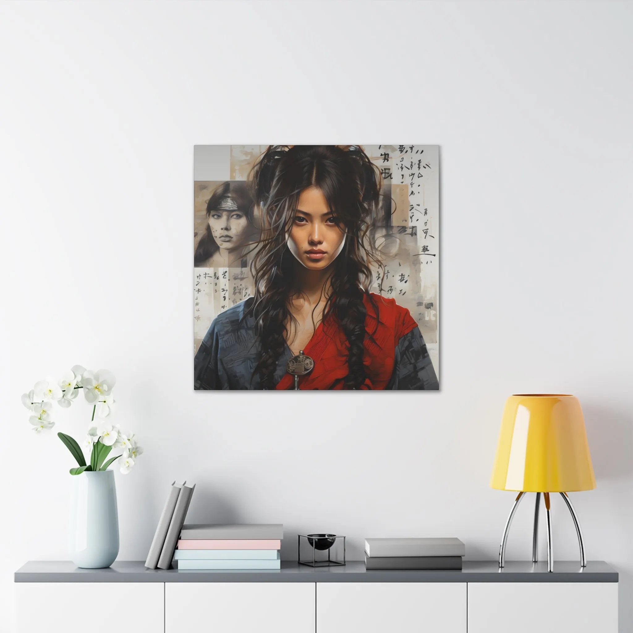 Canvas Gallery Wraps | Beautiful Kimono | a painting of a woman with long hair