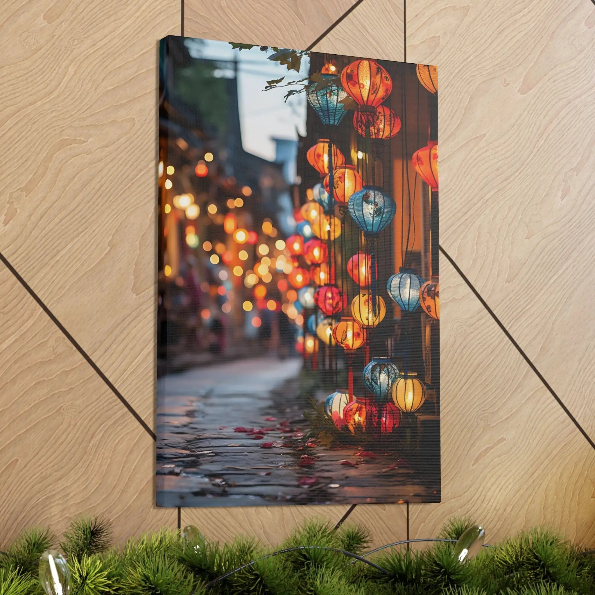 Canvas Gallery Wraps | a picture of a street with lights on it