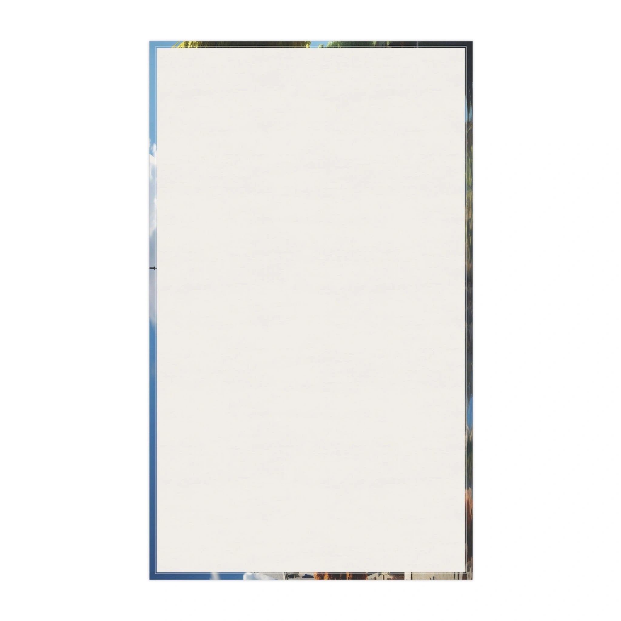 Kitchen Towel | a white sheet of paper with a blue border