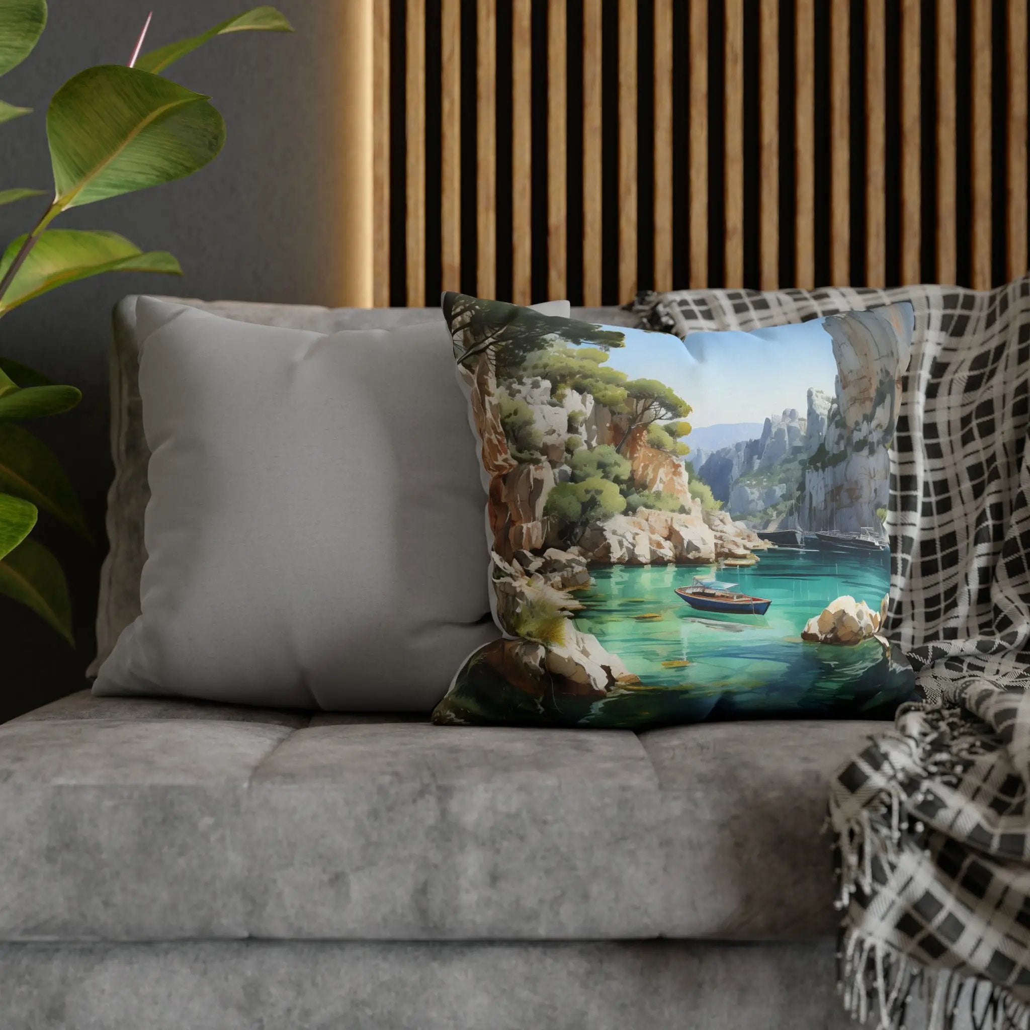 Pillow Sham | Seaside Splendor: French Calanques Aquarelle Aquarelle Square